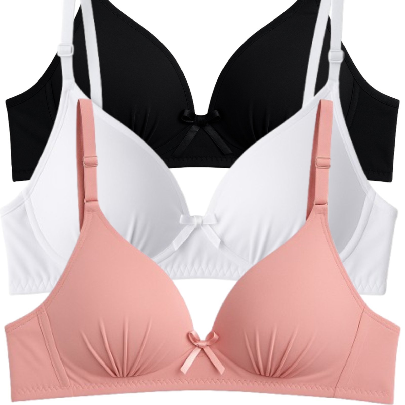 Kit 3 Sutiã Com Soft Bojo Reflexo Íntimo Básico Alça Ajustável Uso Dia a Dia Multicolorido