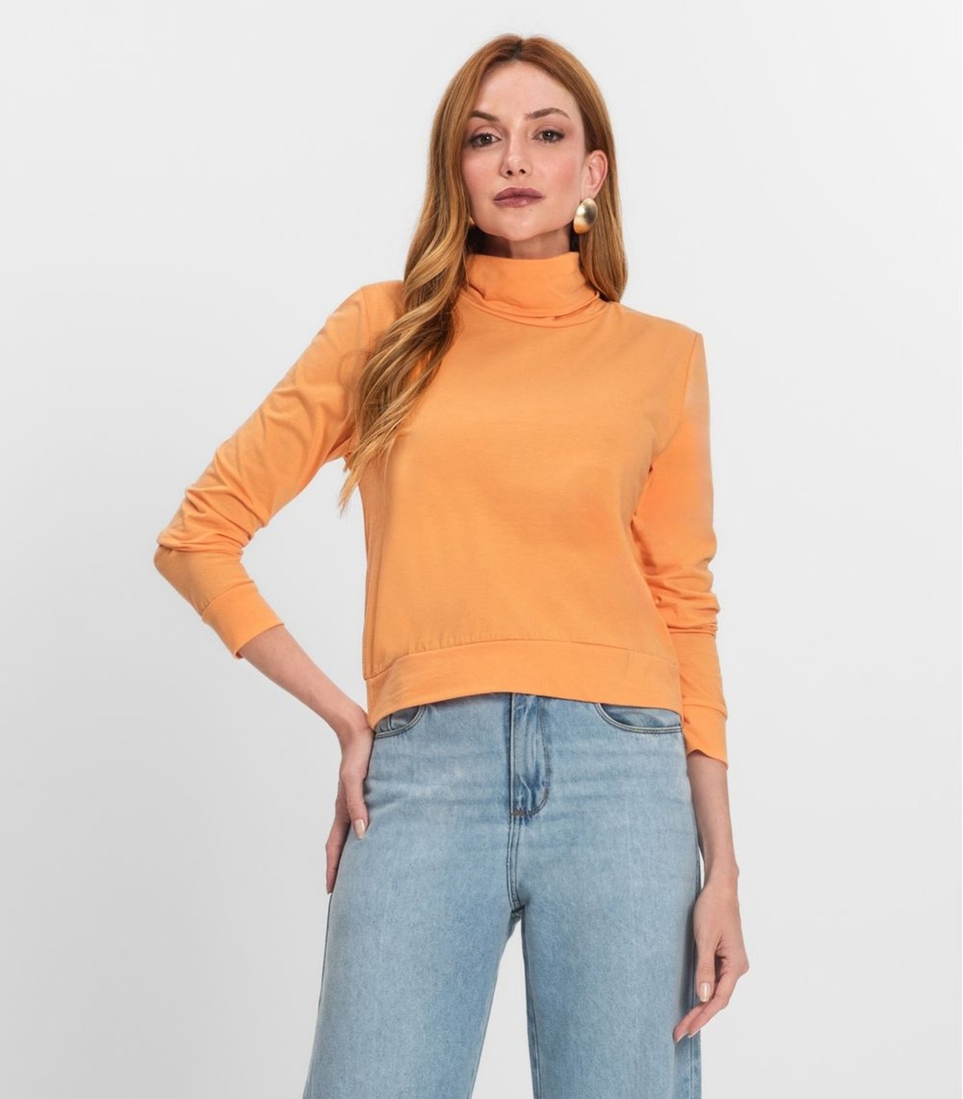Blusão Gola Alta Infinita Cor Feminino Laranja