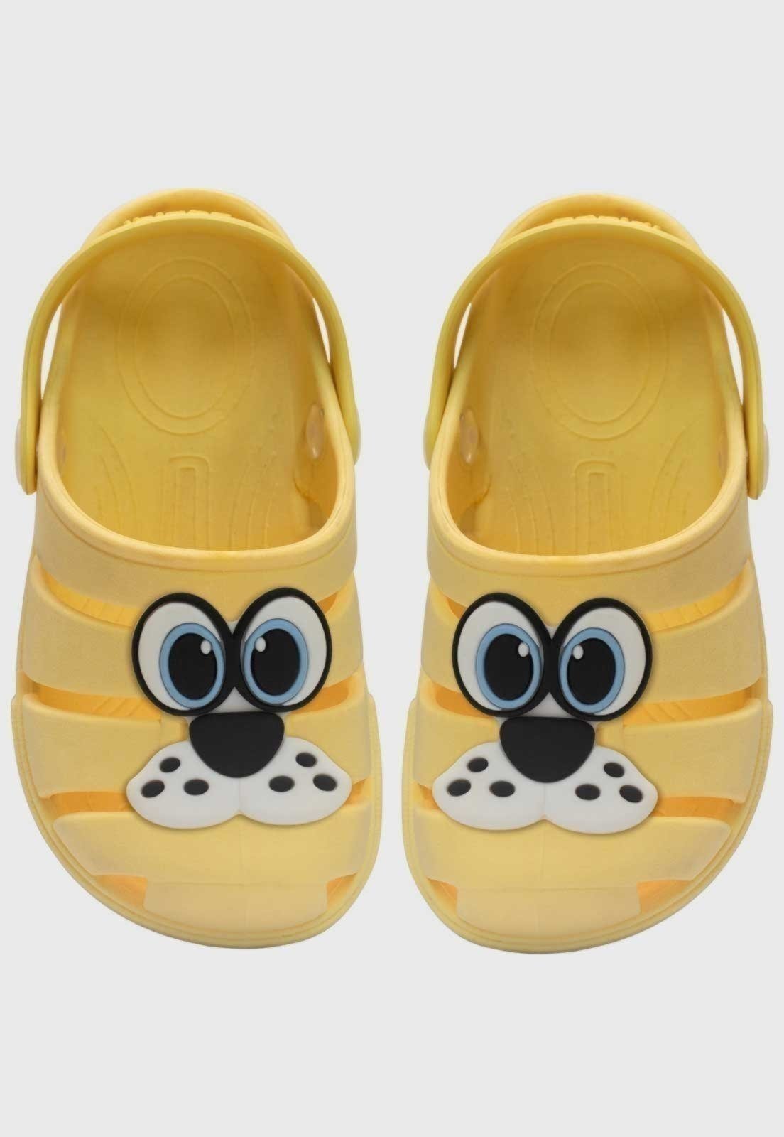 Infantil - Sandalia Babuche Pópidi Menino Cachorro Amarelo