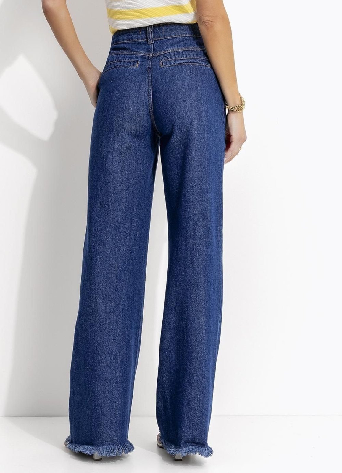 Vista 3 Calça Em Jeans Escuro Quintess azul Quintess azul