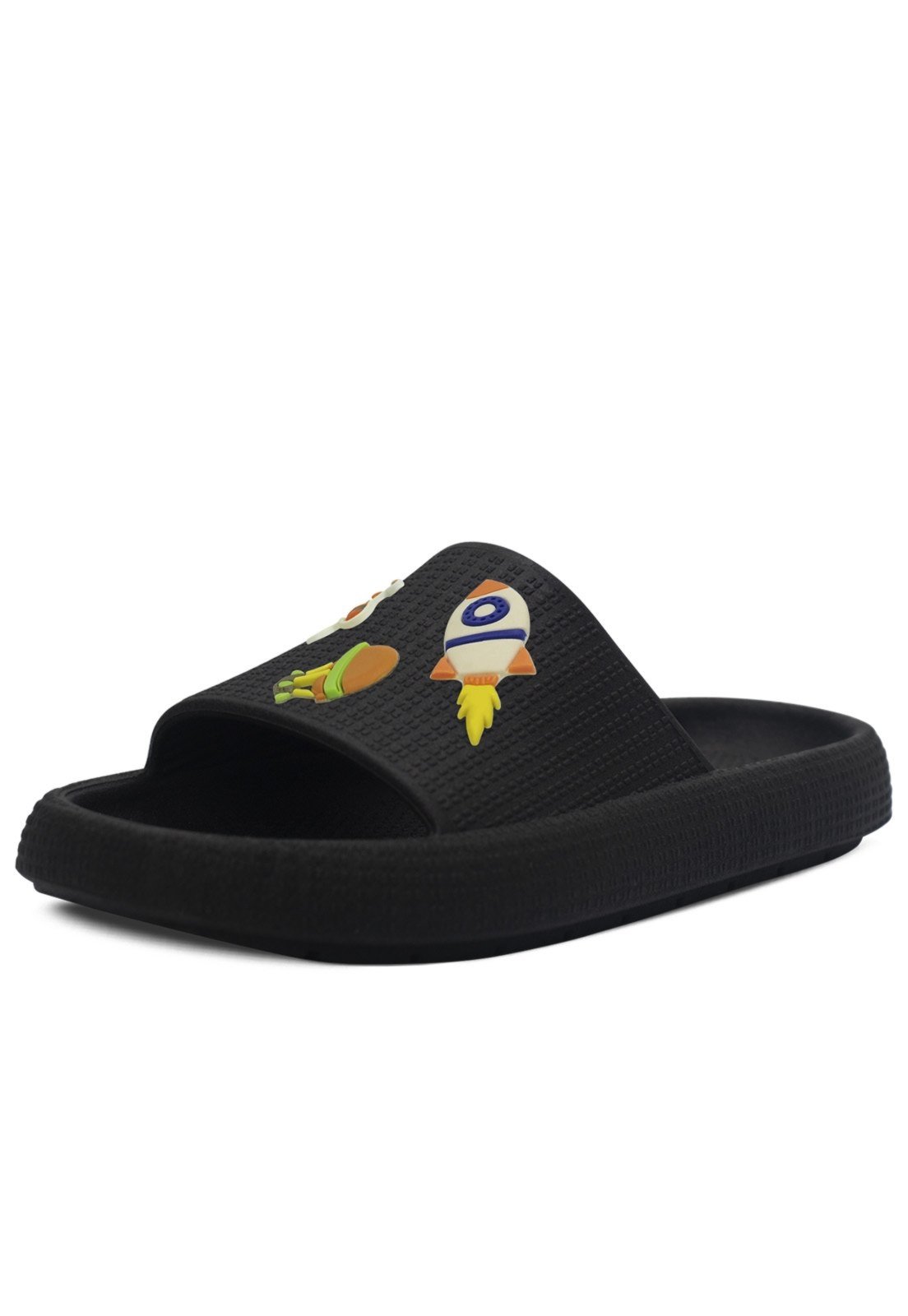 Infantil – Chinelo Estilo Nuvem Pópidi Menino Slide Aereo Preto