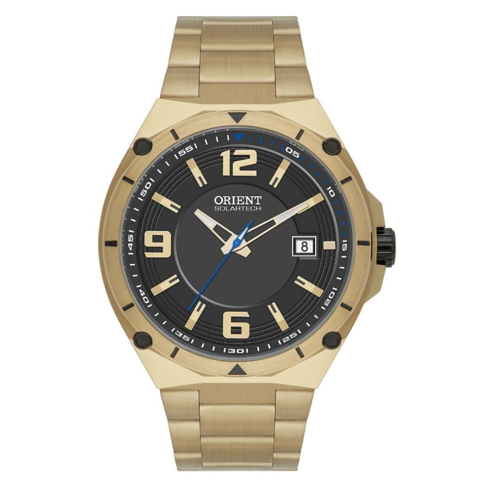 Relógio Masculino Orient Solartech Preto/Dourado Exclusivo MGSS1305 P2KX Preto