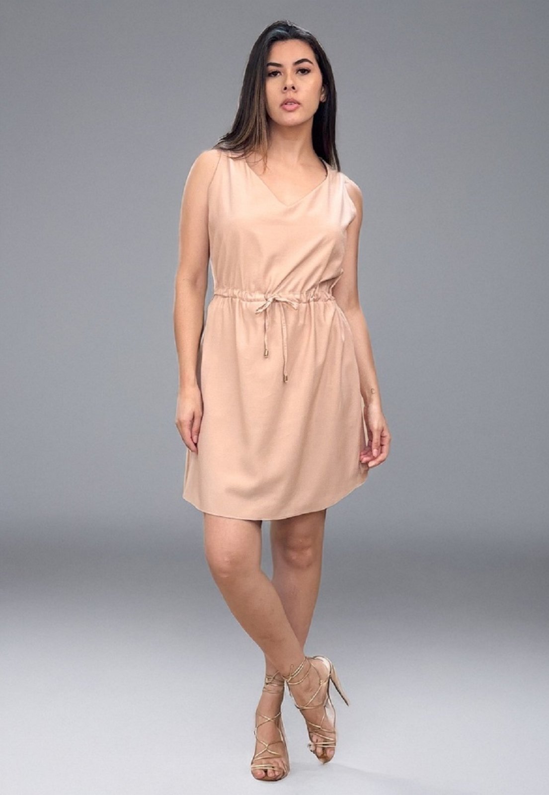 Vestido Plano Curto Bege