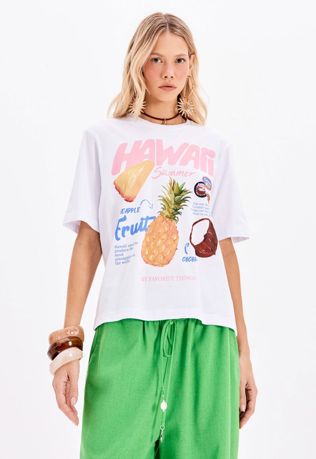 Camiseta My Favorite Oversized Alongada Branca