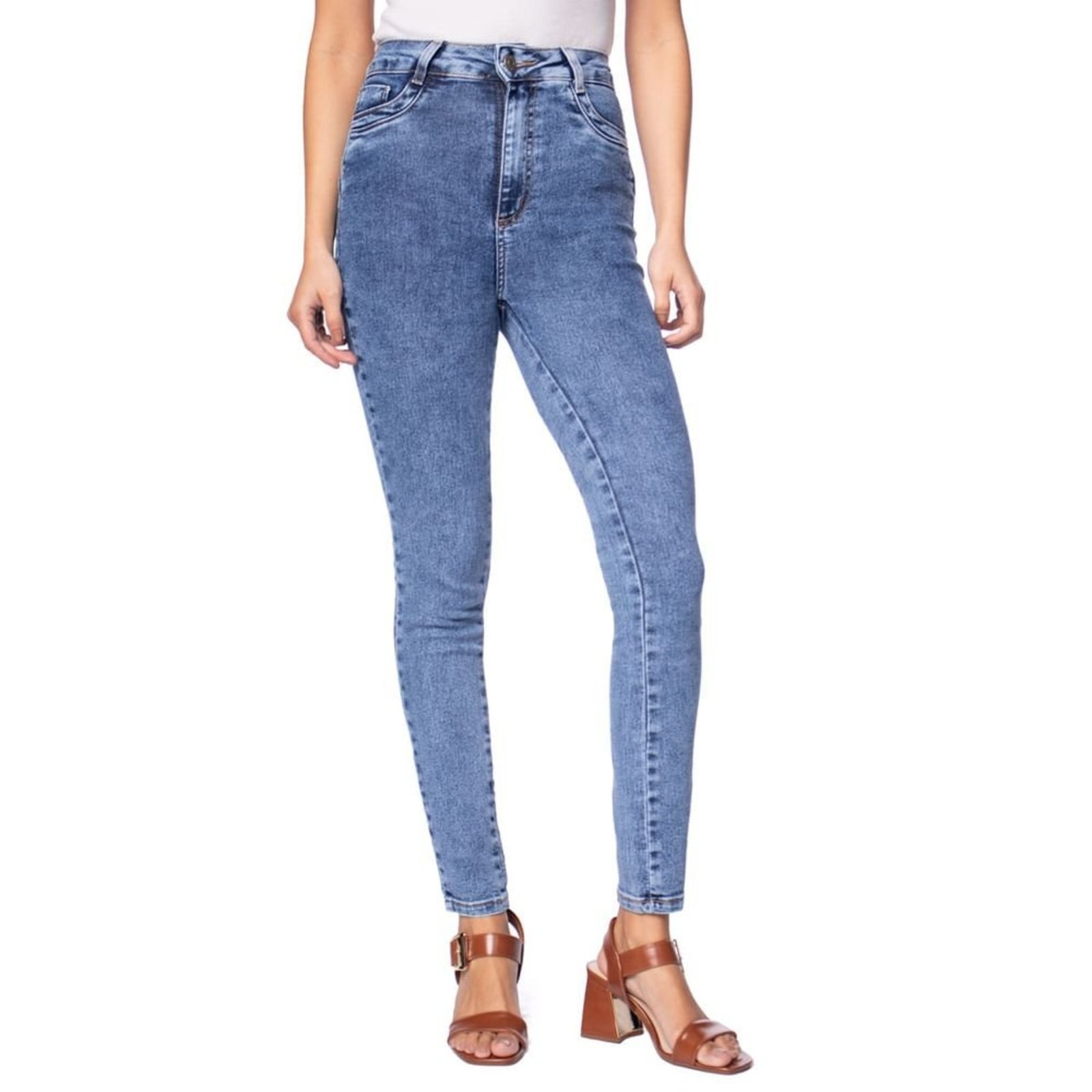 Calça Jeans Feminina Sawary Cigarrete Levanta Bumbum Azul