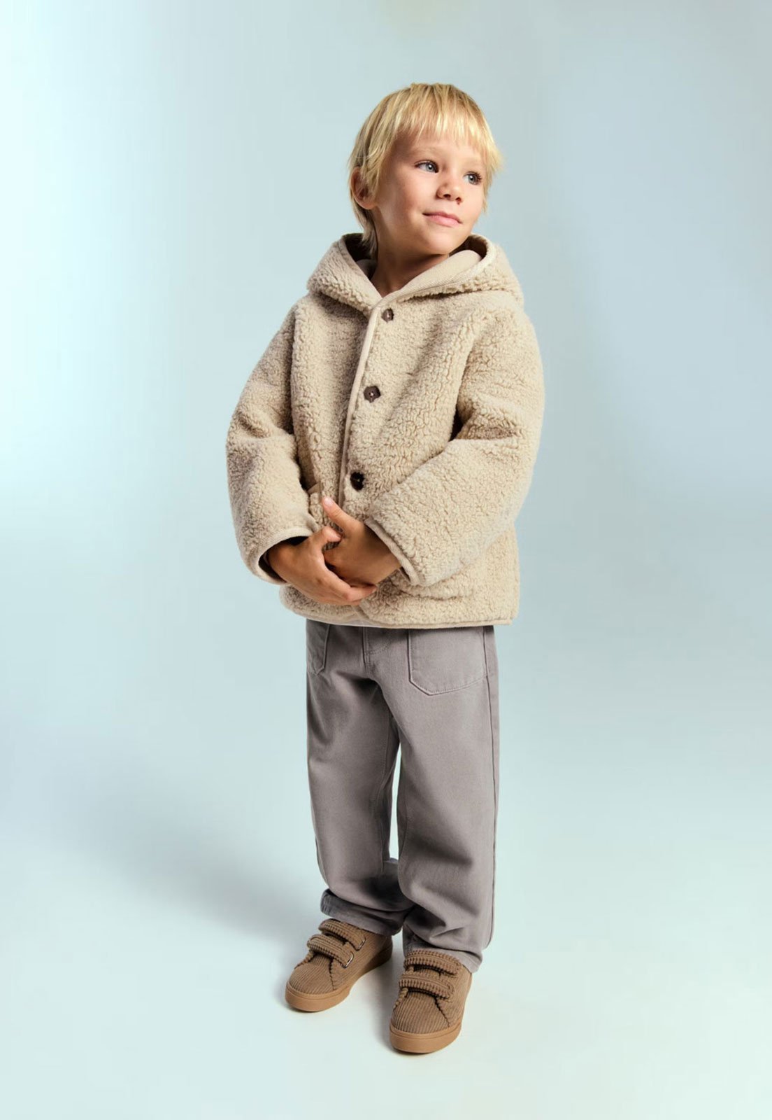Infantil - Jaqueta MANGO Capuz Botões Bege