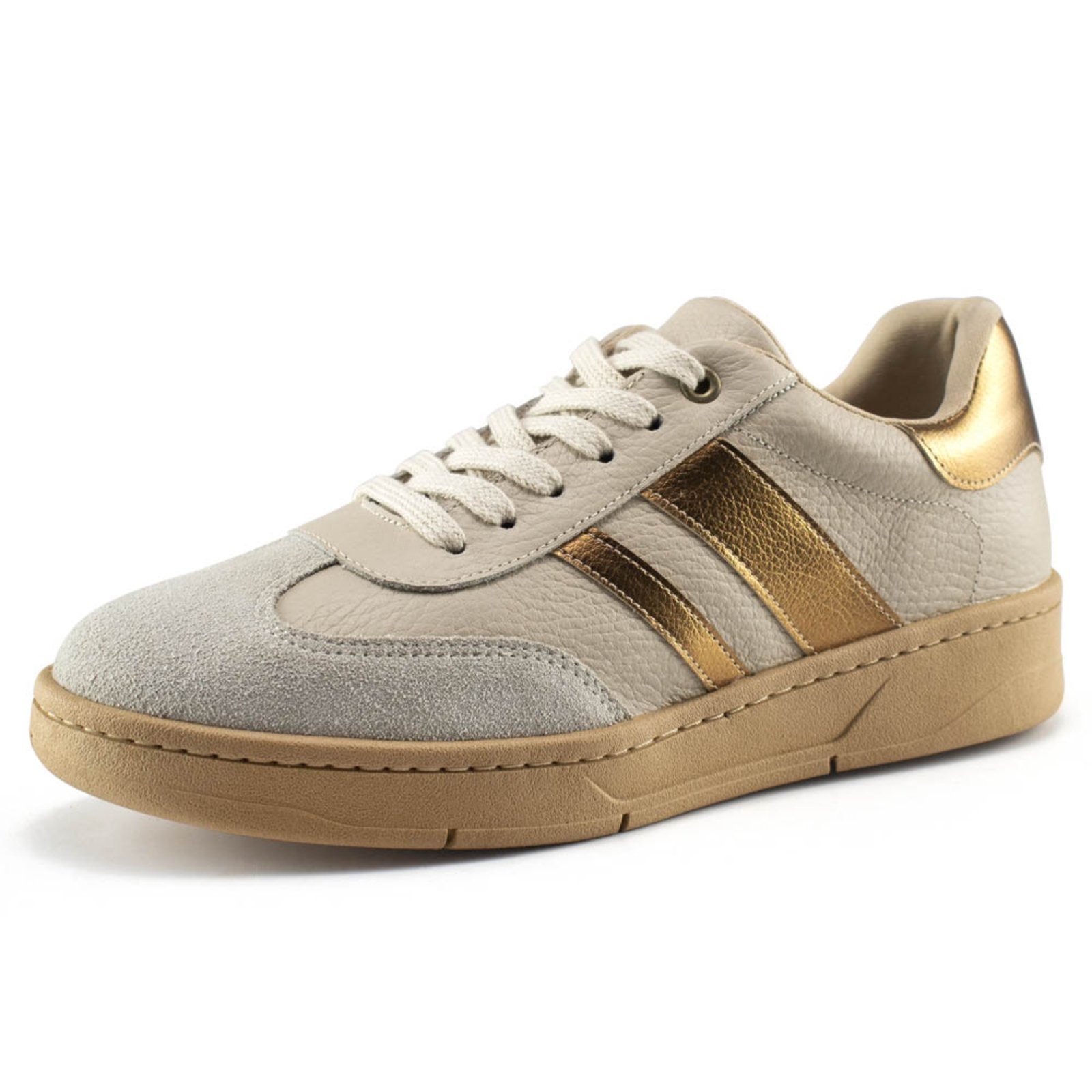 Tênis Feminino Bella Nina Casual Dia A Dia Confortável Estilo Camurça Dourado