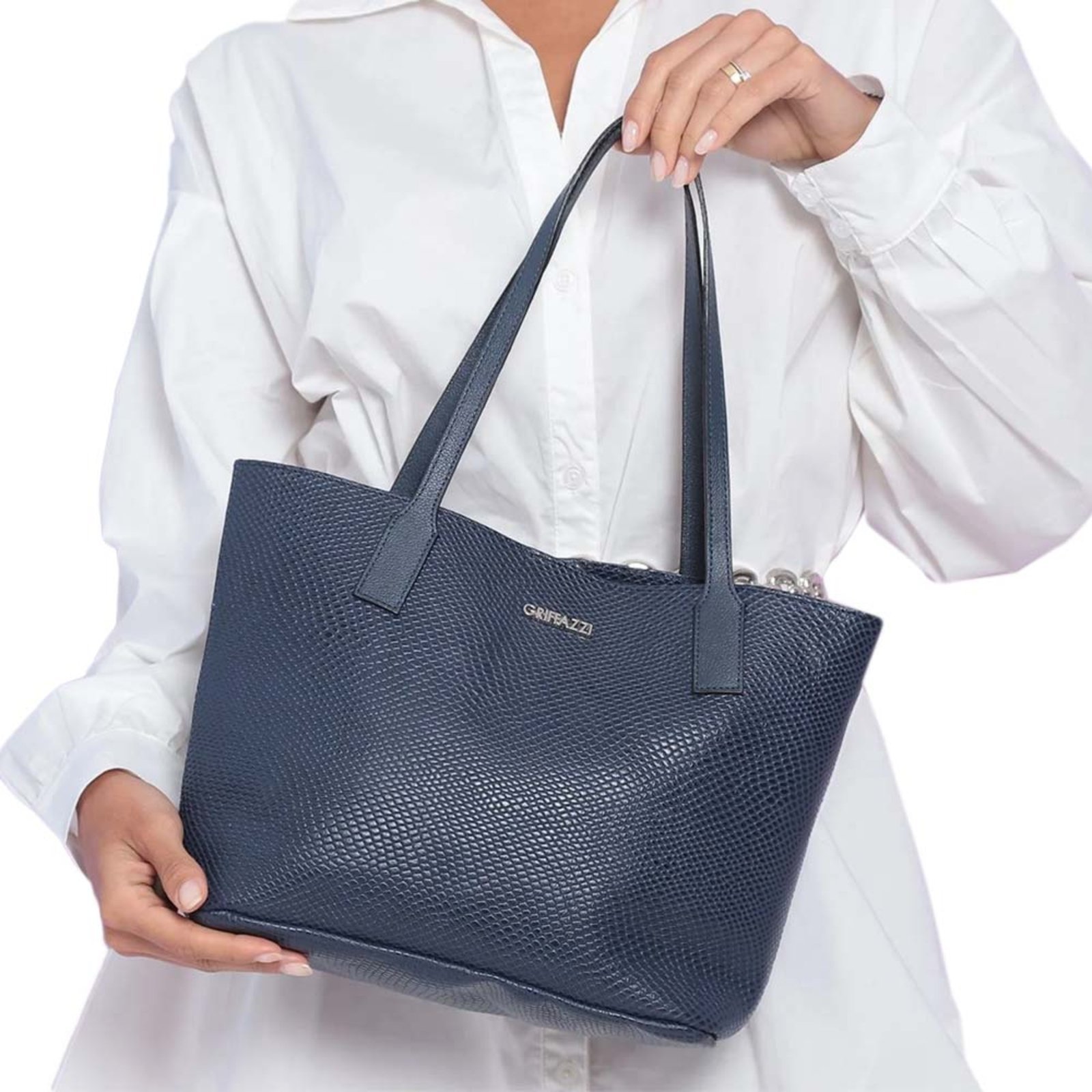 Bolsa de Couro Griffazzi Azul Marinho