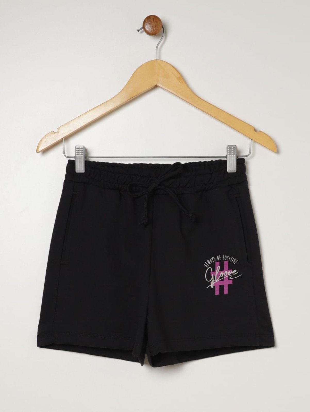 Infantil - Short Moletom Juvenil Para Menina - PRETO