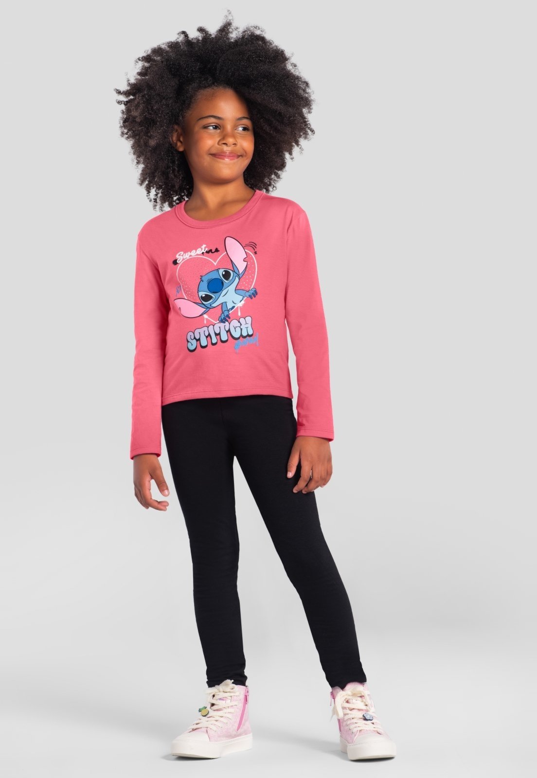 Infantil - Blusa menina do Stitch com strass Brandili