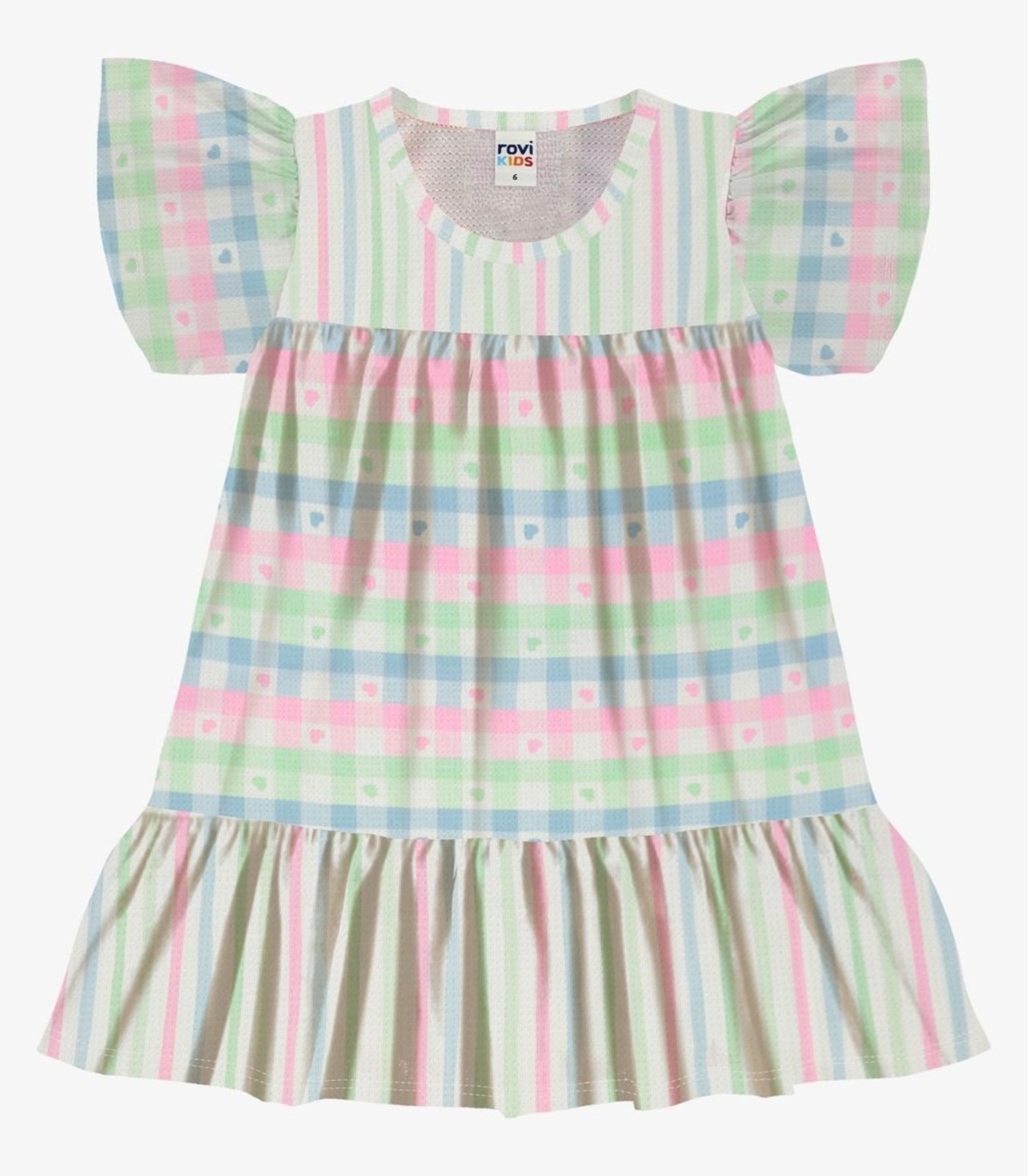 Infantil - Vestido Feminino Meia Malha Listrado Rovi Bege