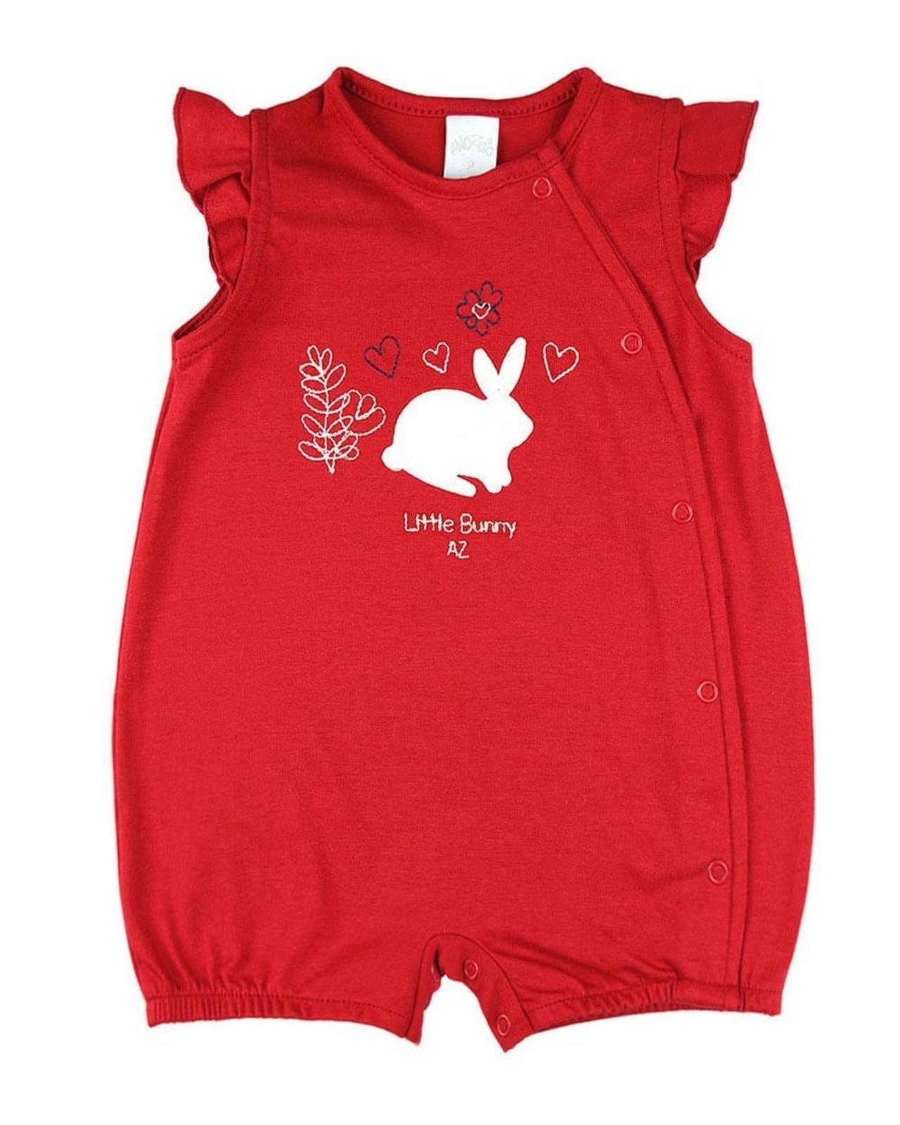 Infantil – Macacão Manga Cavada Cotton Coelhinha – Vermelho