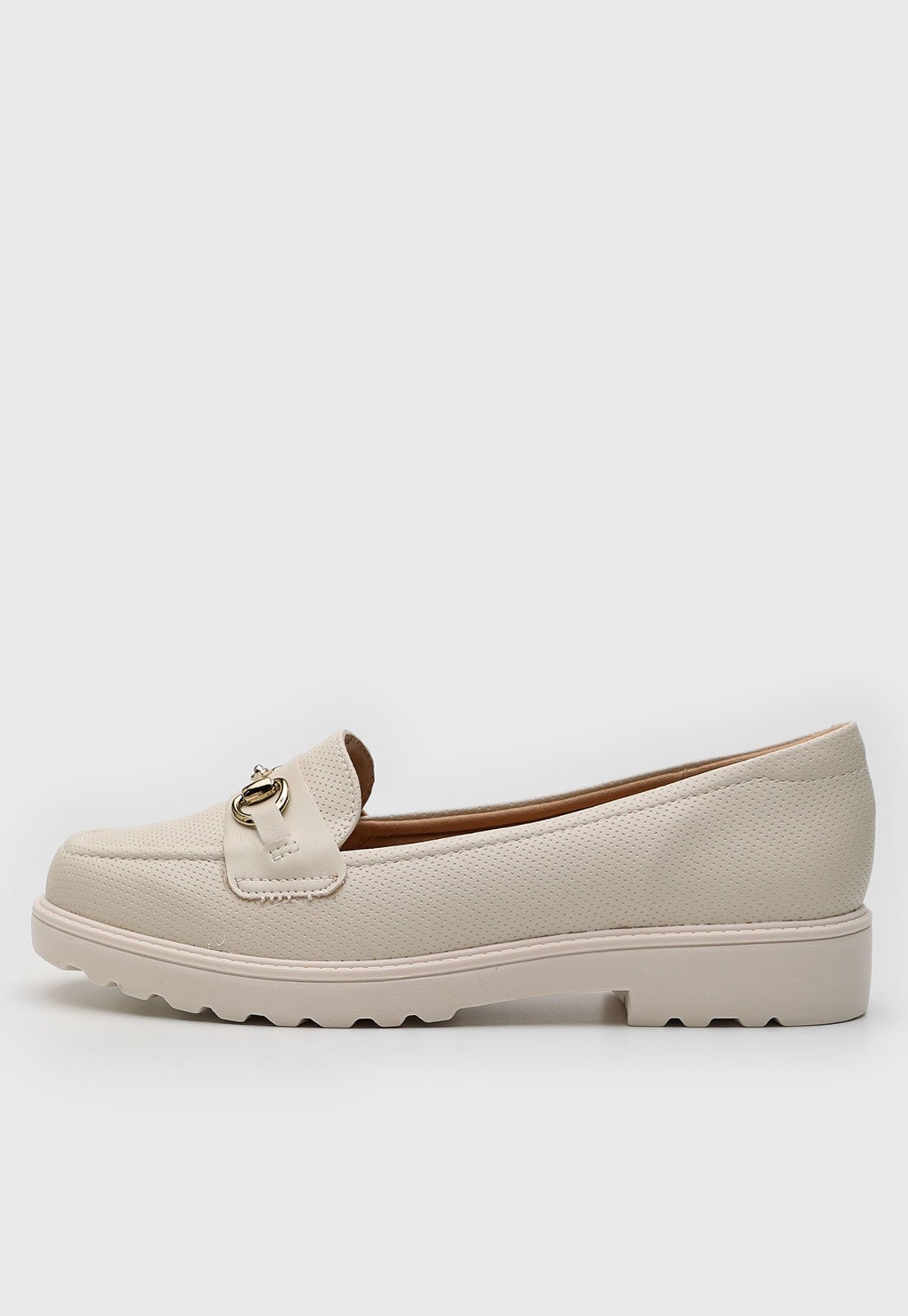 Mocassim Tratorado Modare Fivela Metalizada Off-White