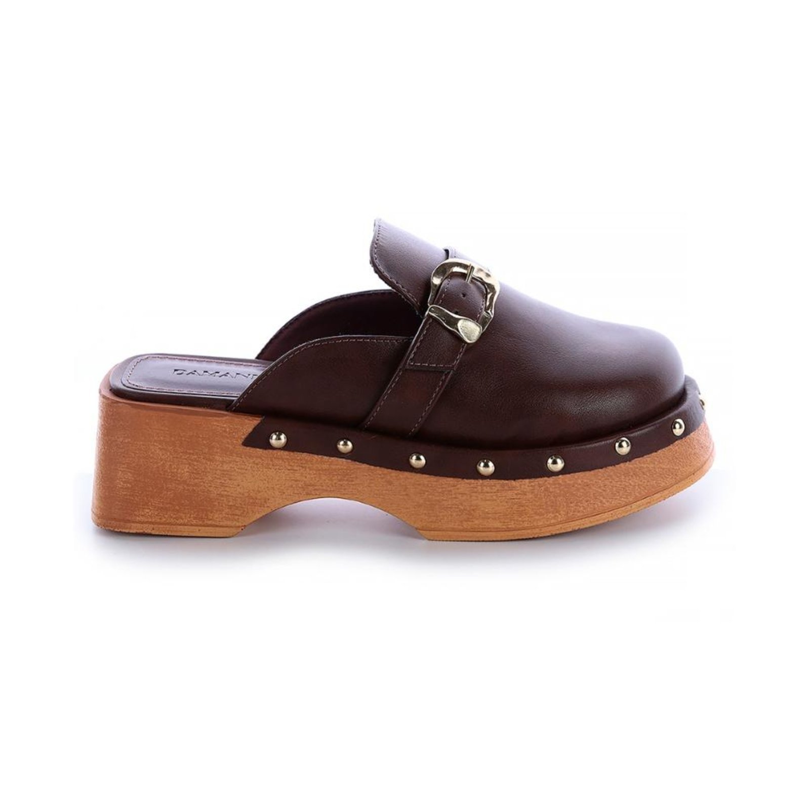 Mule Jully Damannu Shoes Marrom com Tachas 6cm Marrom
