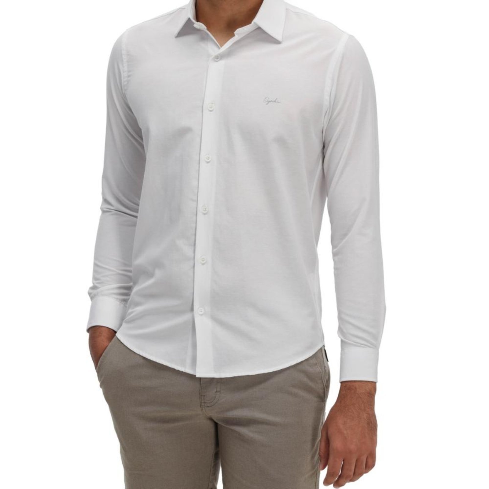 Camisa Manga Longa Essencial Slim Masculina Ogochi 001510012 Branca