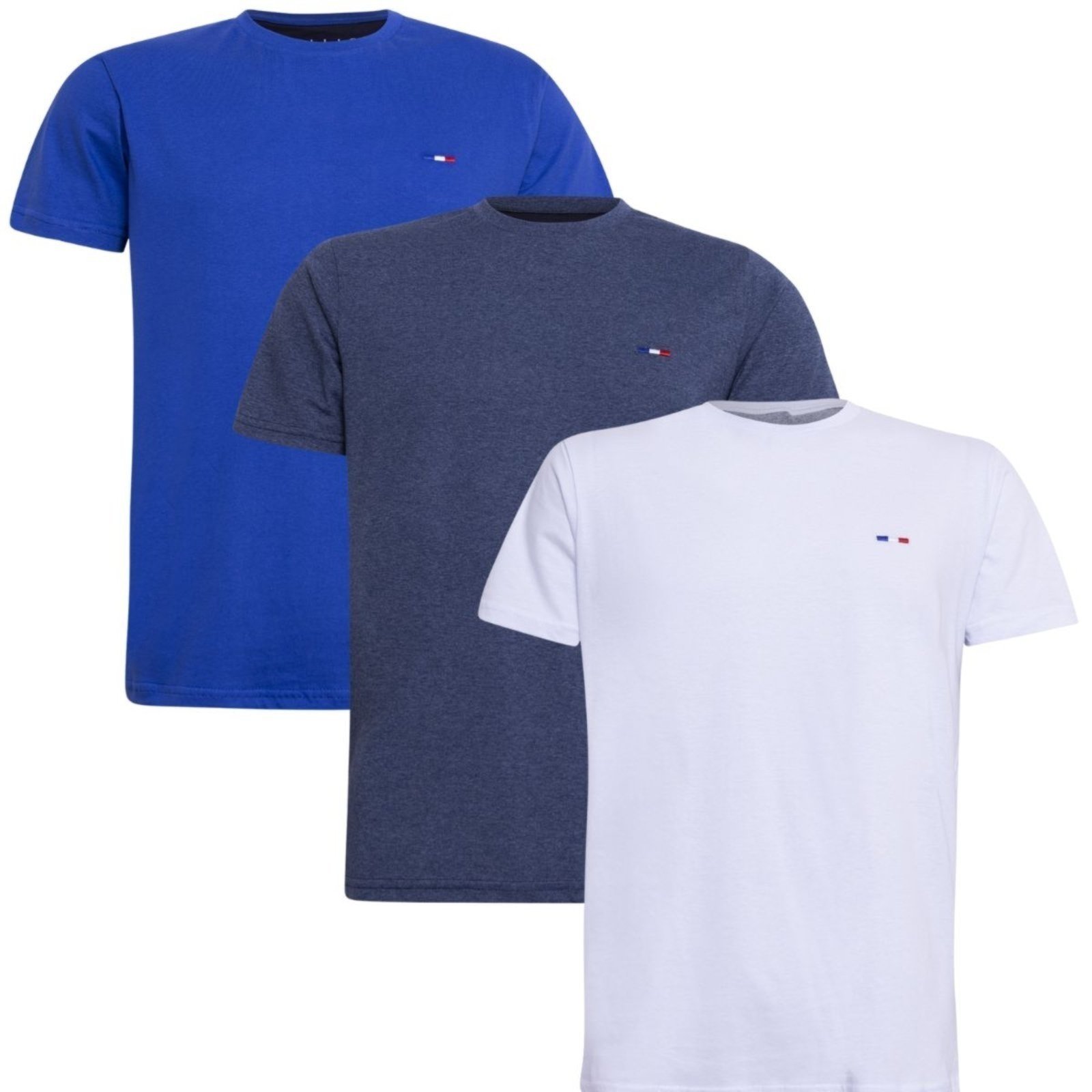 Kit 3 Peças Camisetas FMF Básicas Masculina em Algodão Premium no Estilo Tommy Bordado França