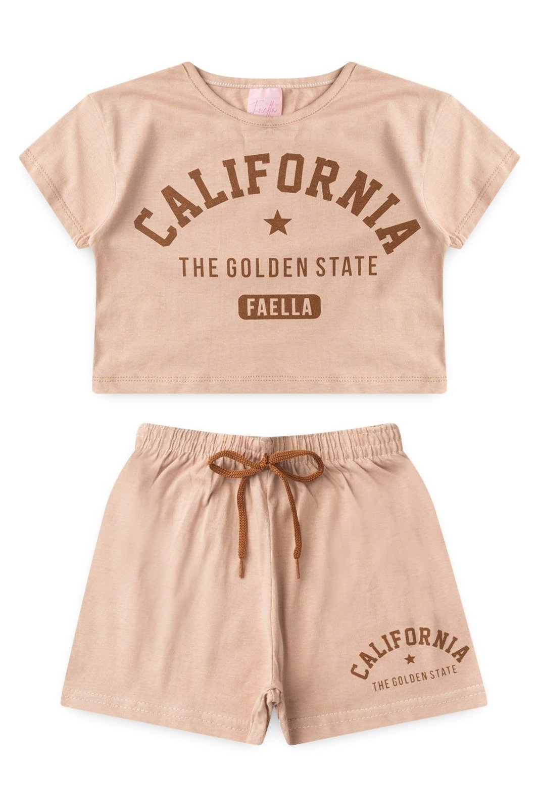 Infantil - Conjunto Cropped Verão Feminino California Bege - Mega