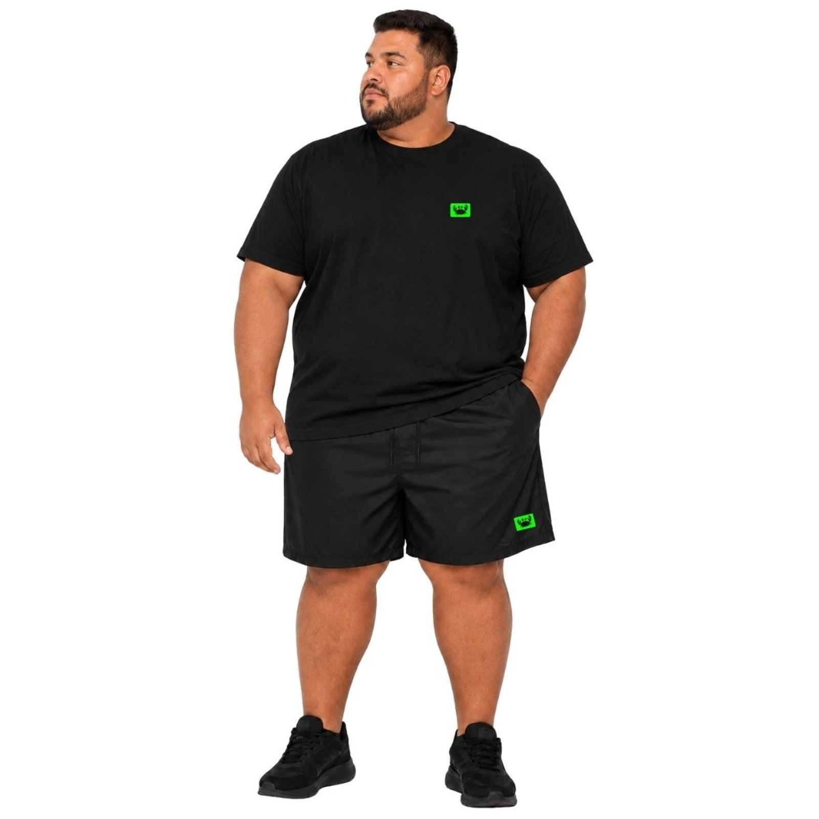 Conjunto Masculino Plus Size Camiseta Algodão + Short Tactel