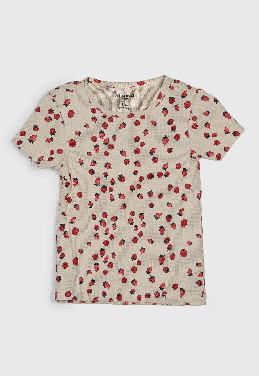 Infantil - Camiseta Hering Estampa Morangos Bege