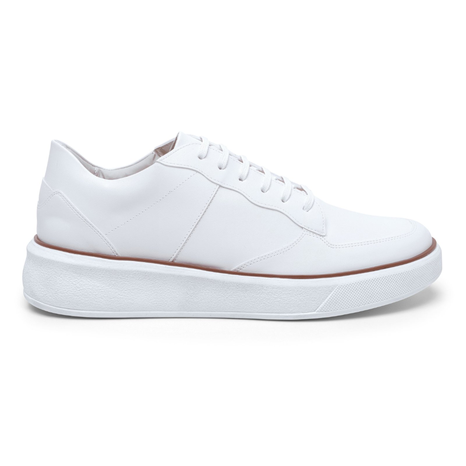 Tênis Masculino Miuzzi Social Clássico Amarração Em Cadarço Solado Plataforma Bico Redondo Branco