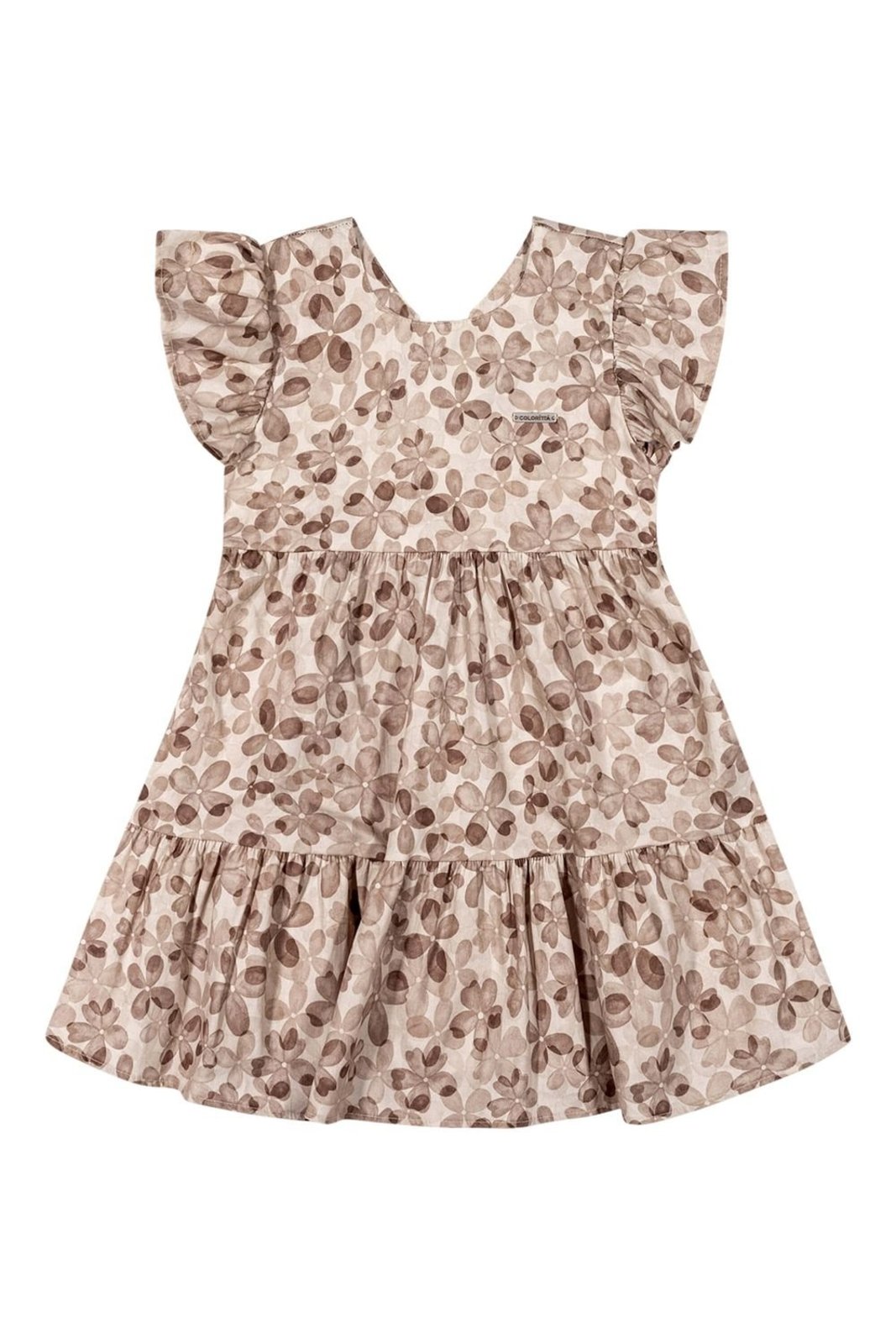 Infantil – Vestido Menina Evasê Floral Colorittá Bege