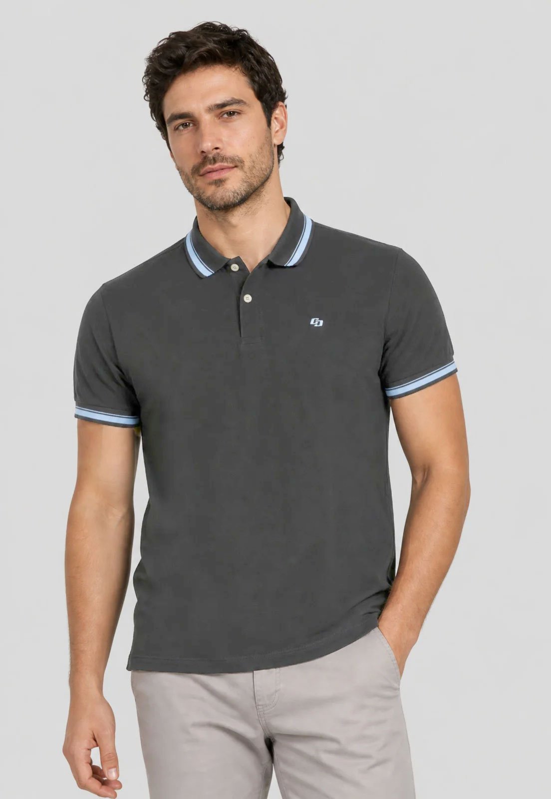 Polo Masculina Colcci Detalhe Gola Preta