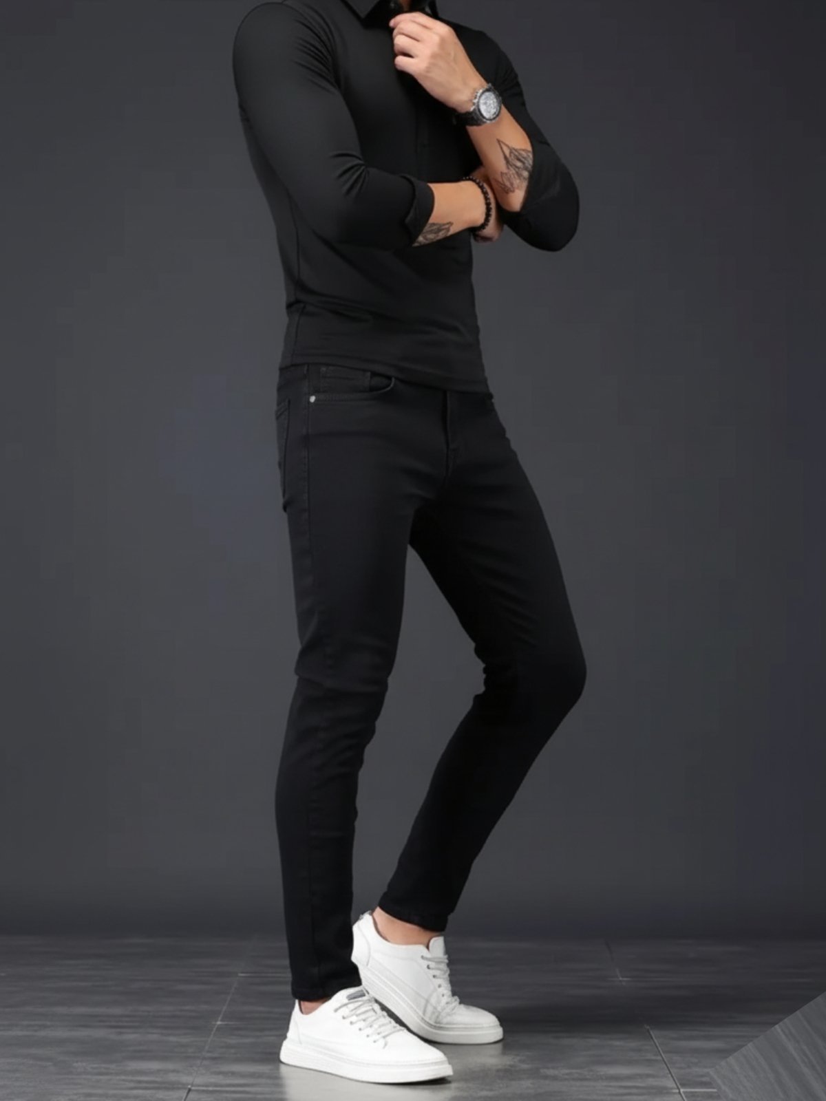 Calça Jeans Masculina 5 Estilos Preta Básica e Confortável