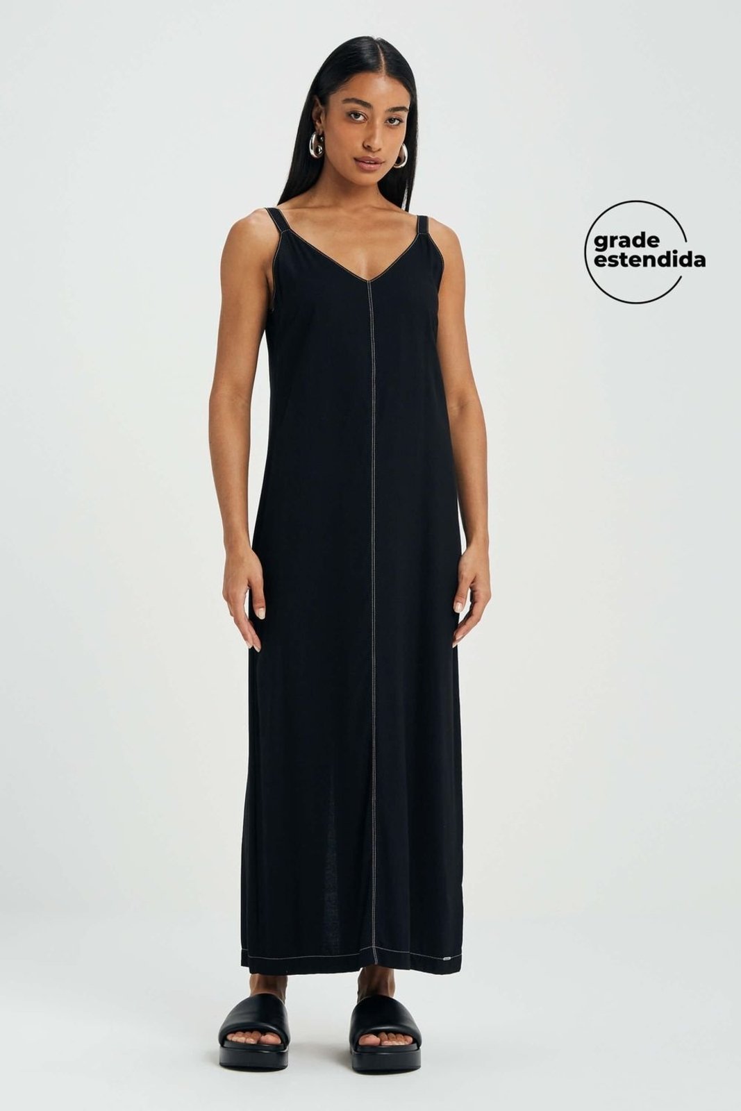 Vestido Midi Feminino Minimalista Marialícia Preto