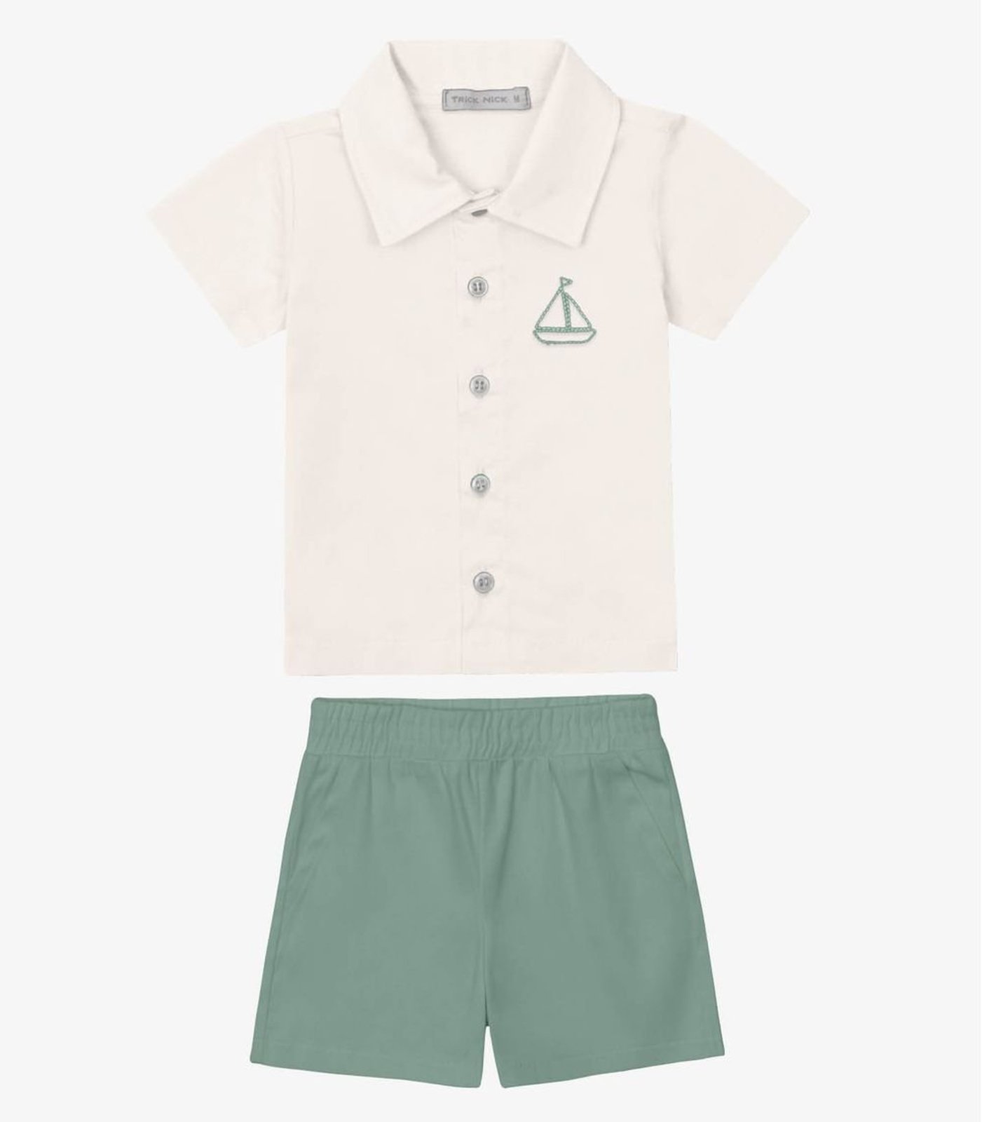 Infantil - Conjunto Verão Menino Camisa E Bermuda Trick Nick Bege