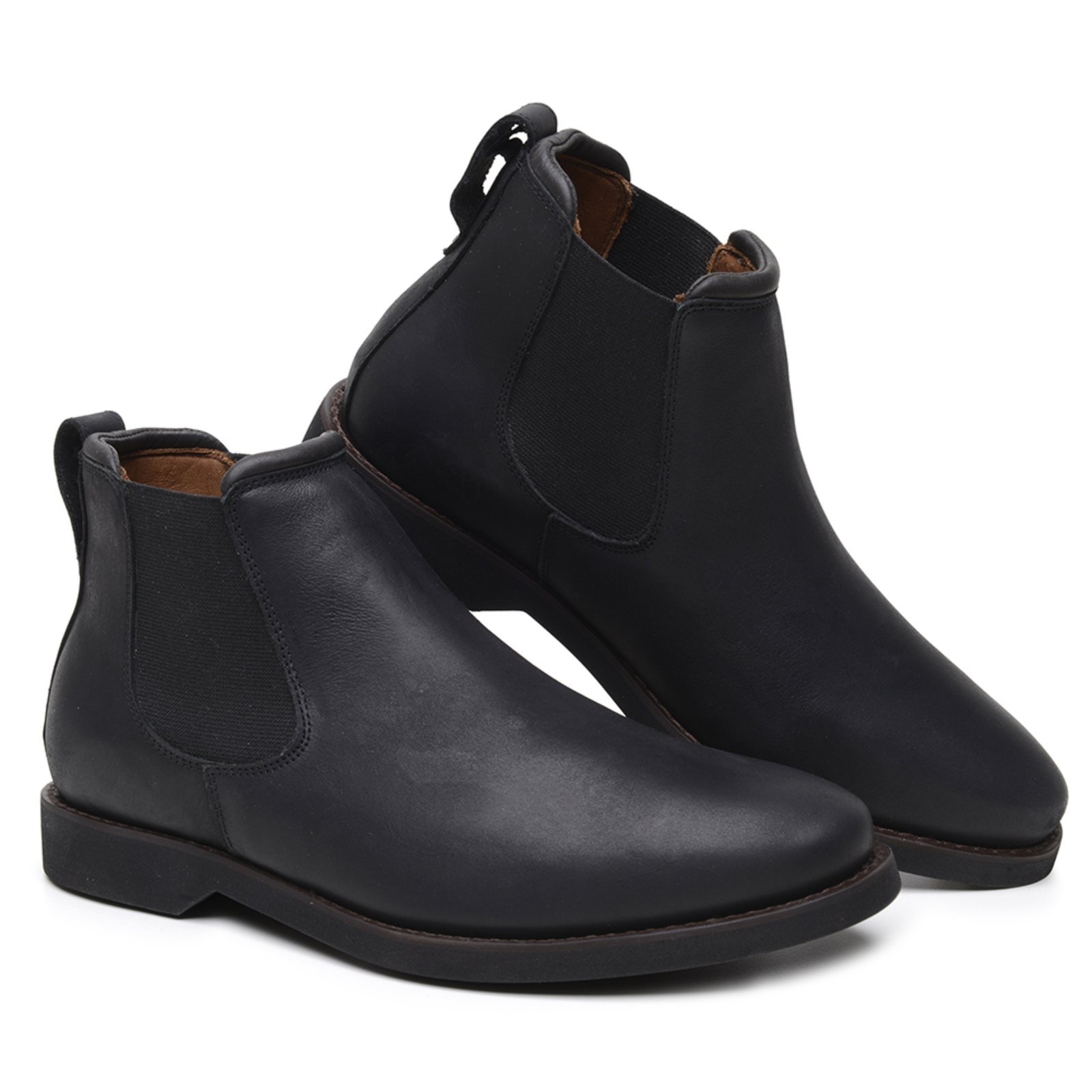 Bota Masculina Anna Andrade Botina Chelsea Couro Elástico Social Casual Anatômica Confortável Preto