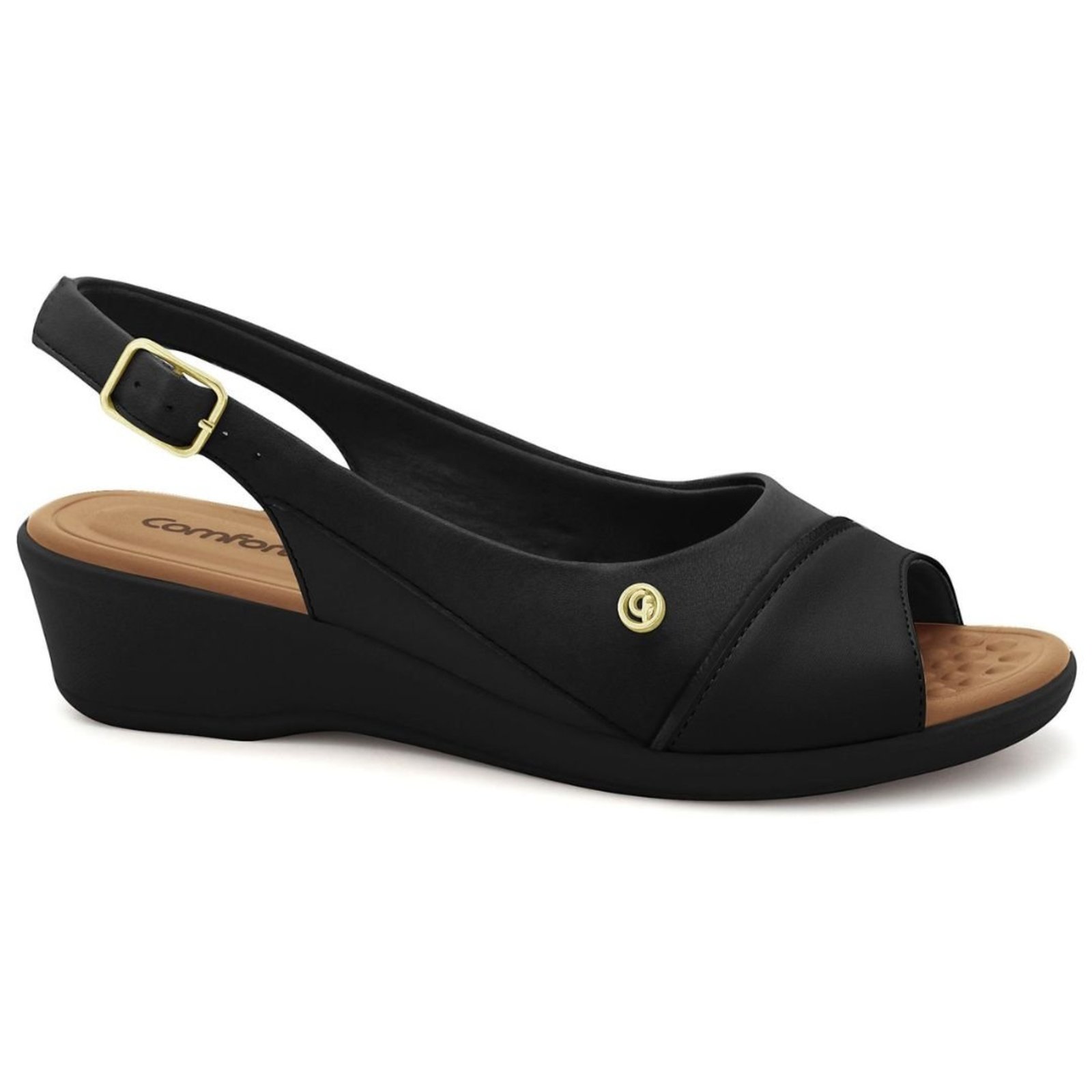 Sandália Feminina Anabela Leve Comfortflex 2672404 - Preto