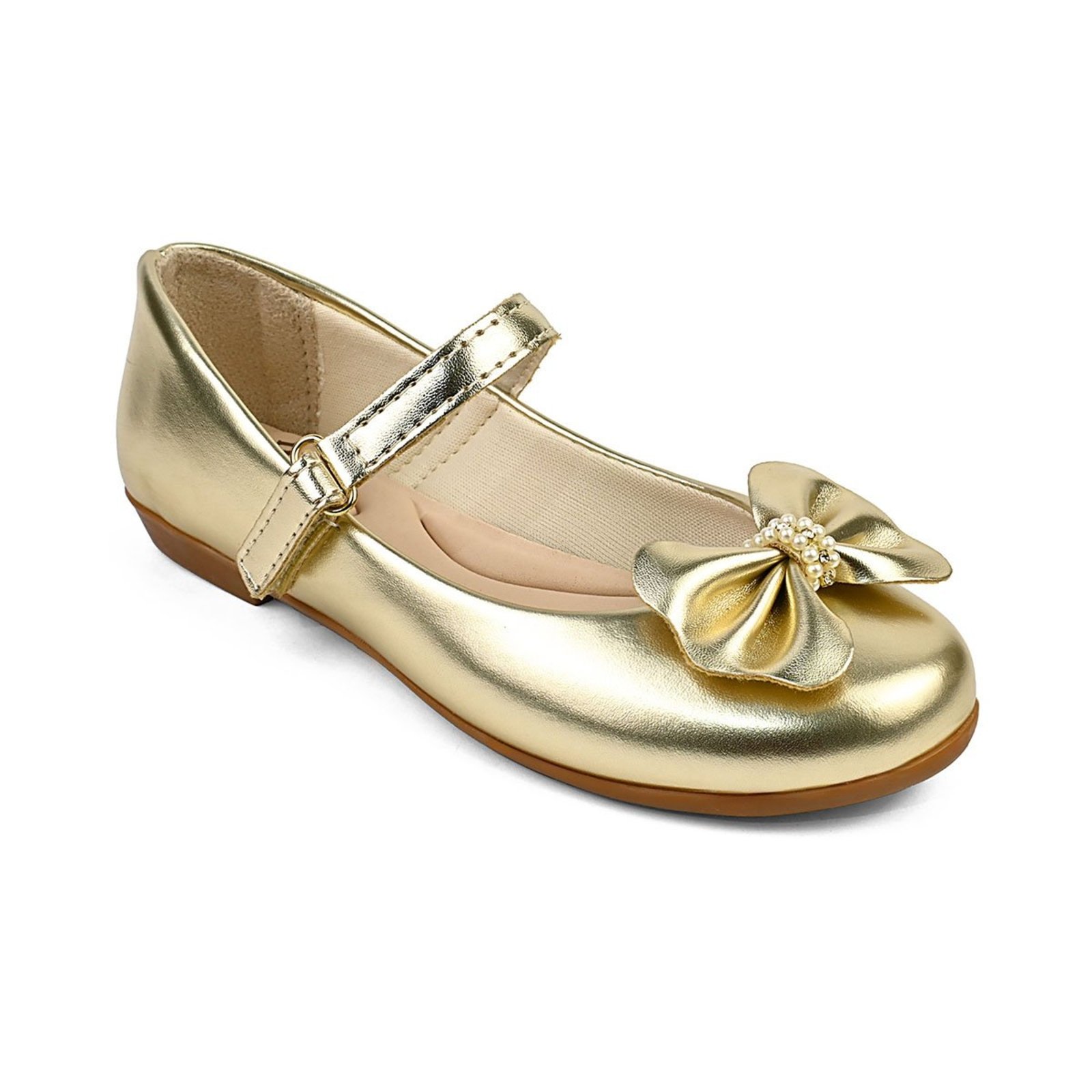 Infantil - Sapatilha Feminina Laço e Strass Elegante Dourado Lulopé