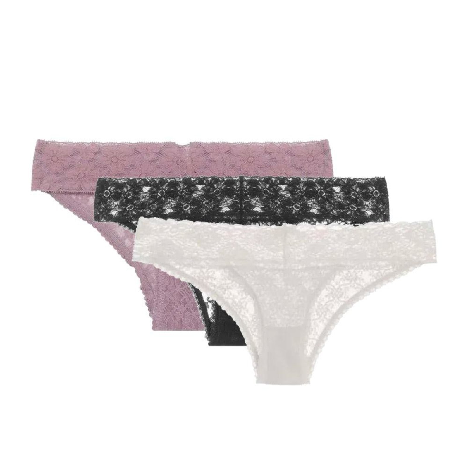 Kit 3 Calcinhas Biquíni Sweet Lace Preto e Branco e Quail Loungerie