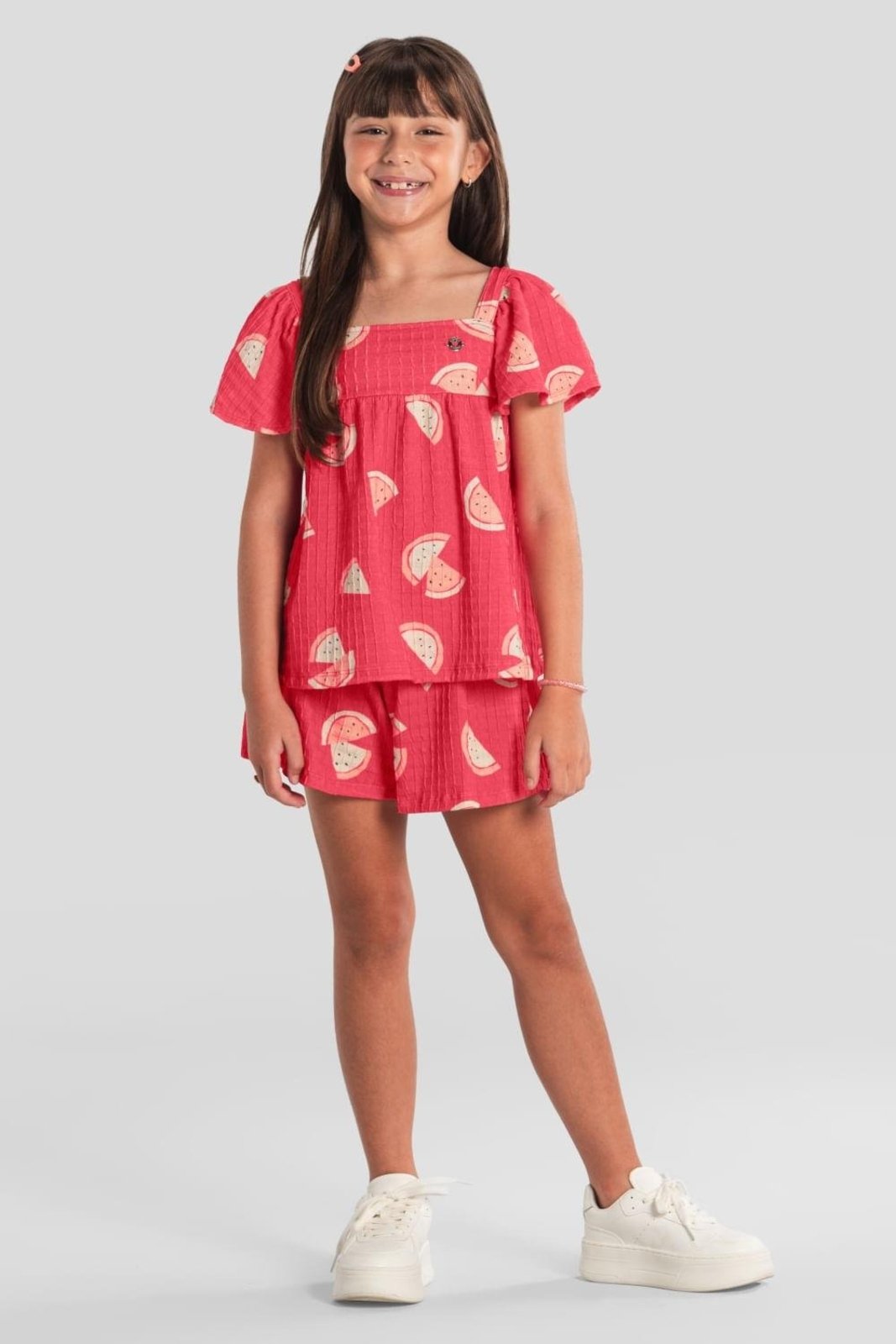 Infantil - Conjunto menina em cotton quadriculado Brandili