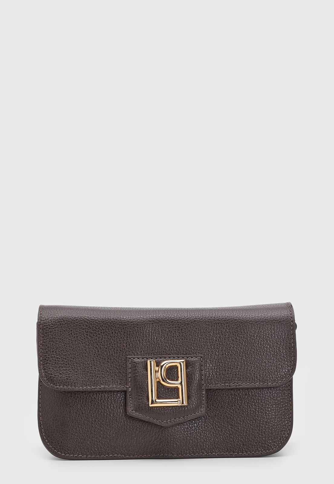 Bolsa Feminina Lança Perfume Fecho Metálico Marrom Escuro