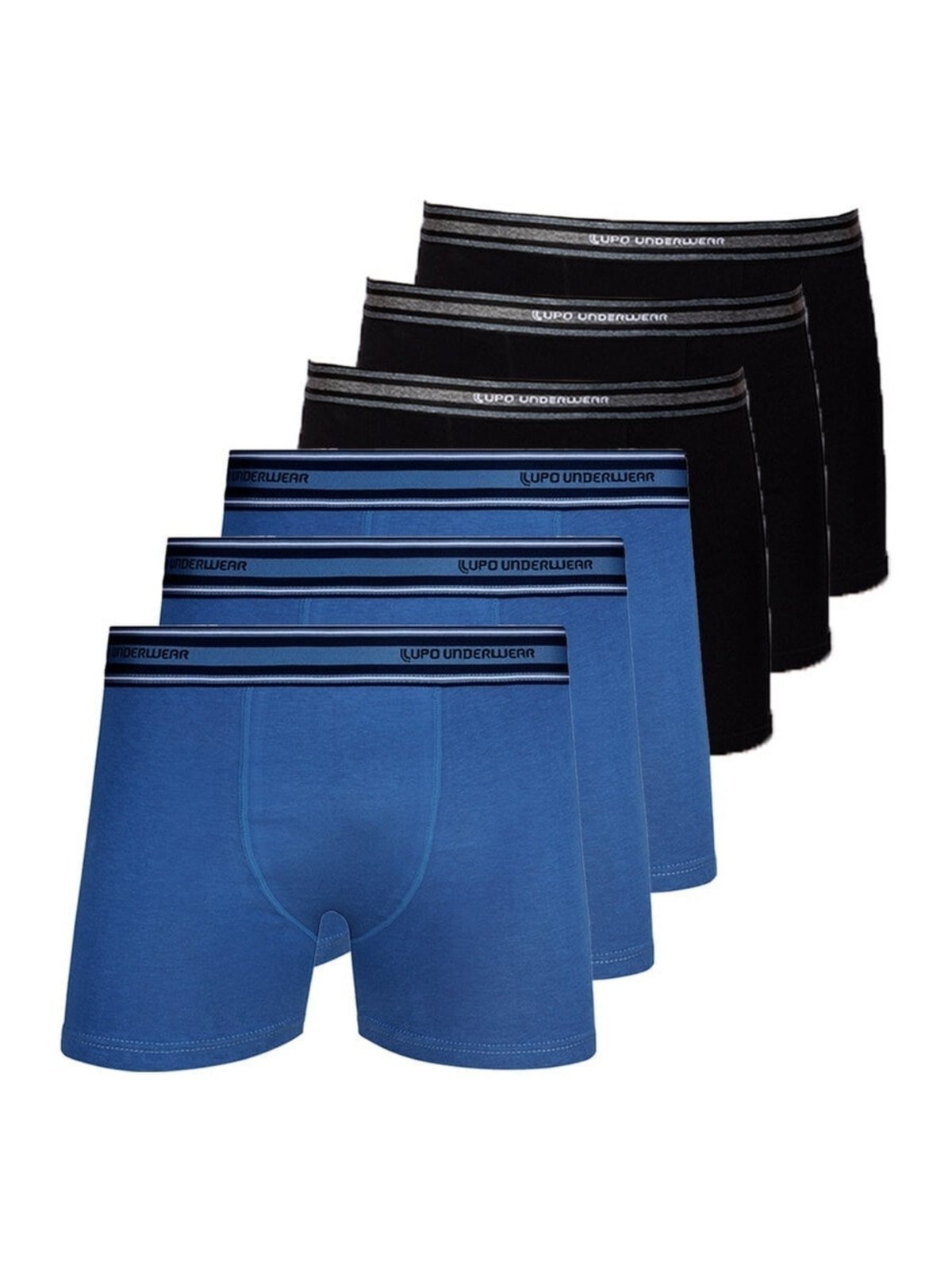 Kit com 6 Cuecas Boxer Lupo 523-003 Preto