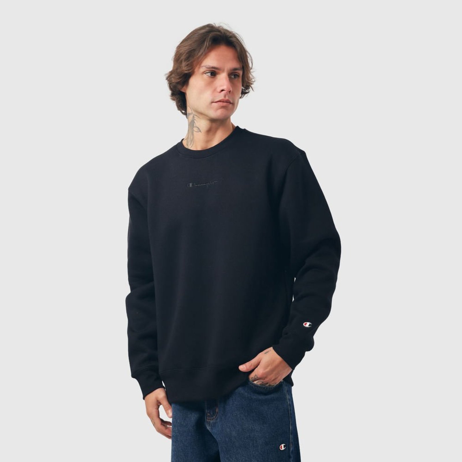 MOLETOM CREWNECK CHAMPION LIFE CENTRAL EMB