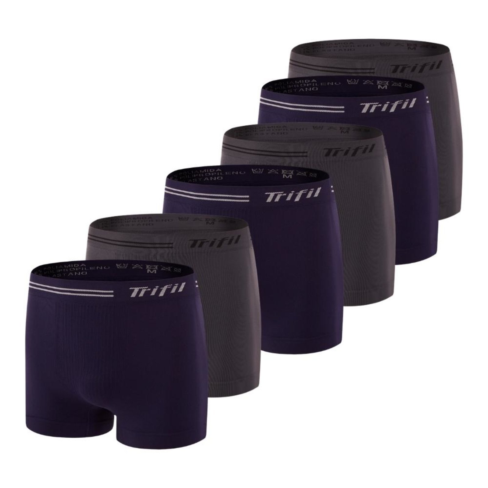 Kit Com 6 Cuecas Box Masculino Trifil Sem Costura Microfibra