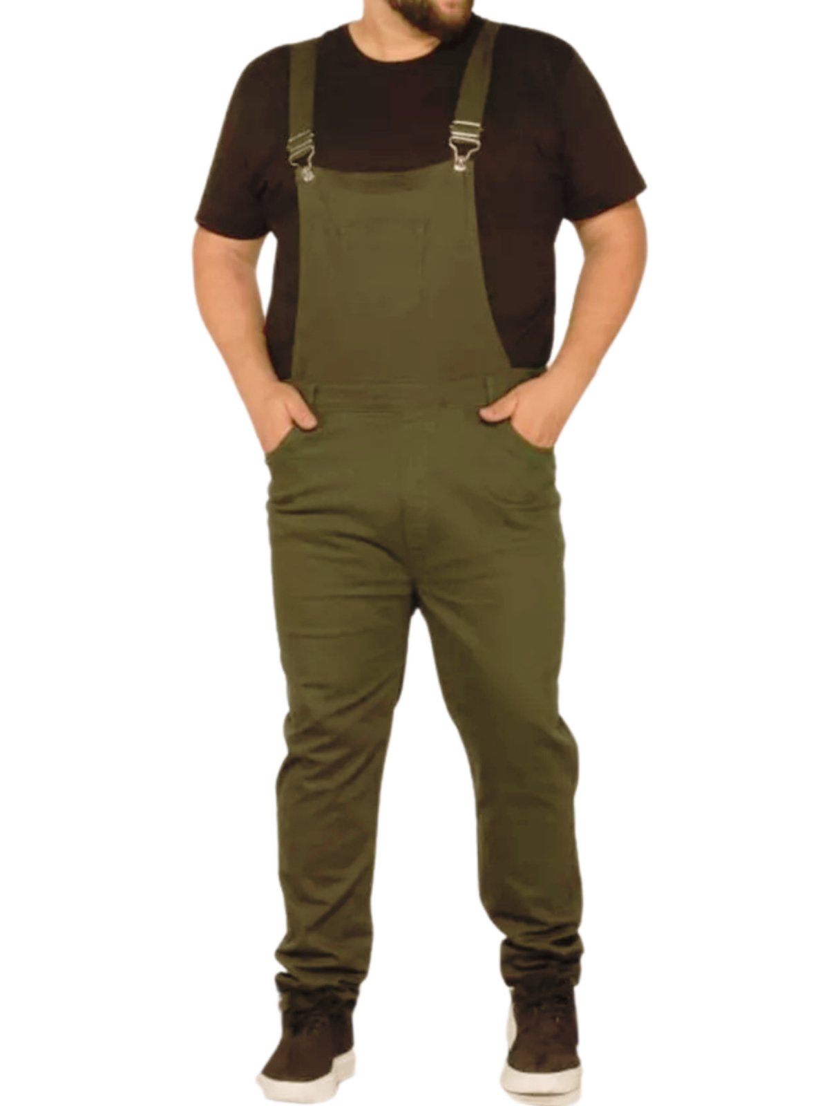 Vista 2 Macacão Masculino Jeans Light Jardineira verde JEANS LIGHT verde