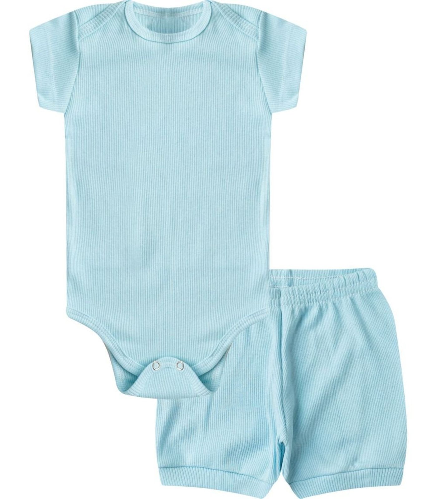 Infantil - Kit Body Curto Canelado 2 Peças Select Azul