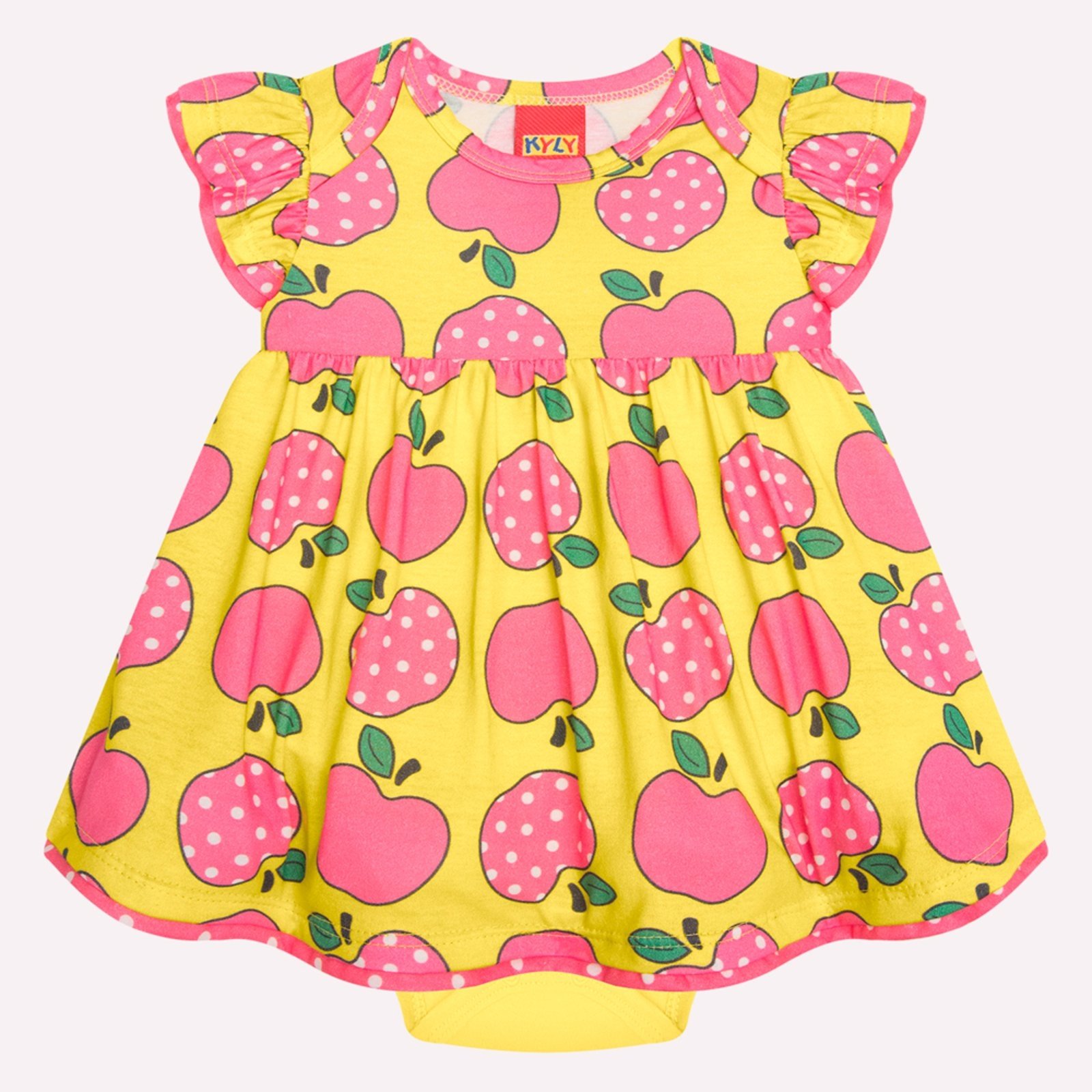Vista 2 Infantil - Vestido Menina Maças Kyly amarelo Kyly amarelo