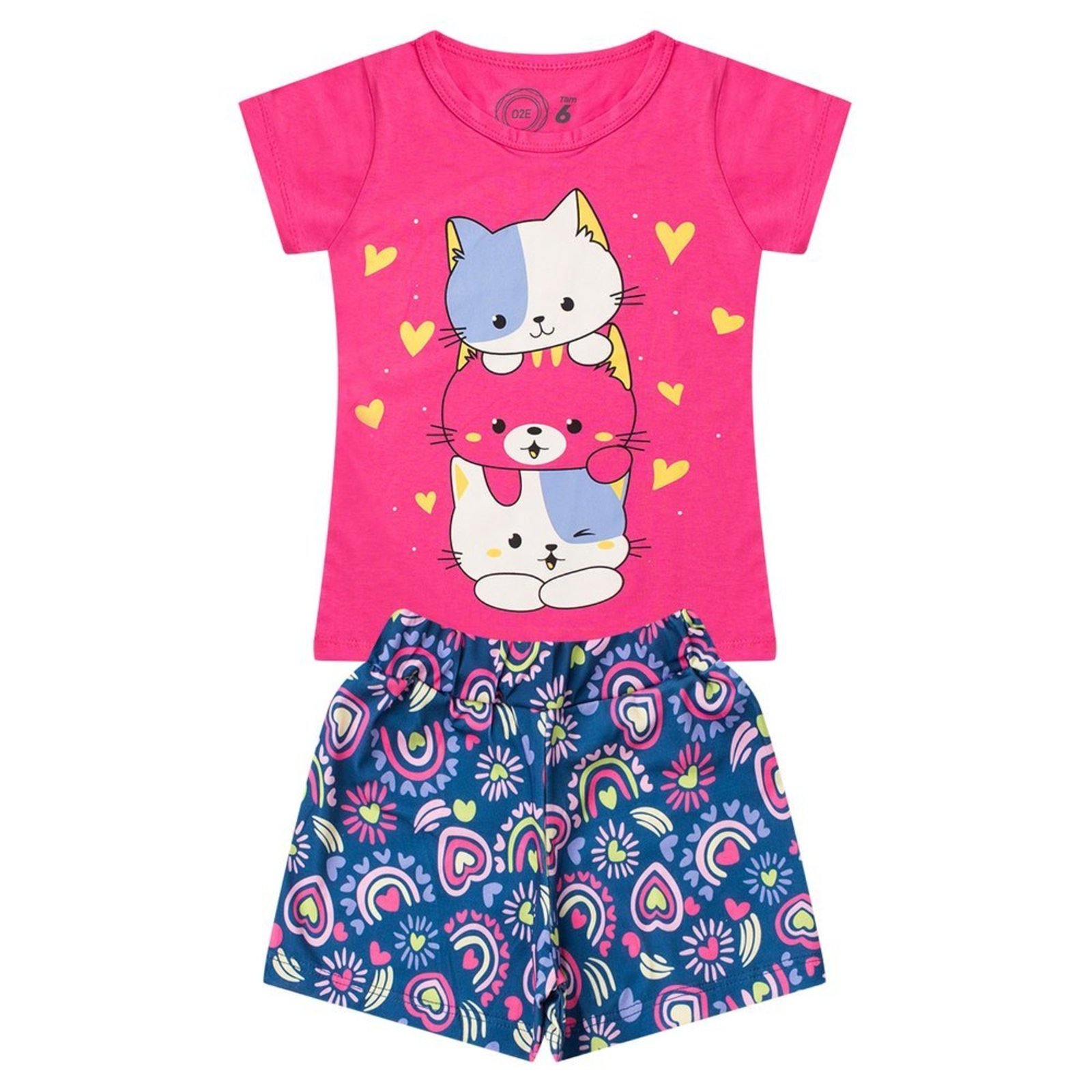 Infantil - Conjunto Menina Gatinho Verão