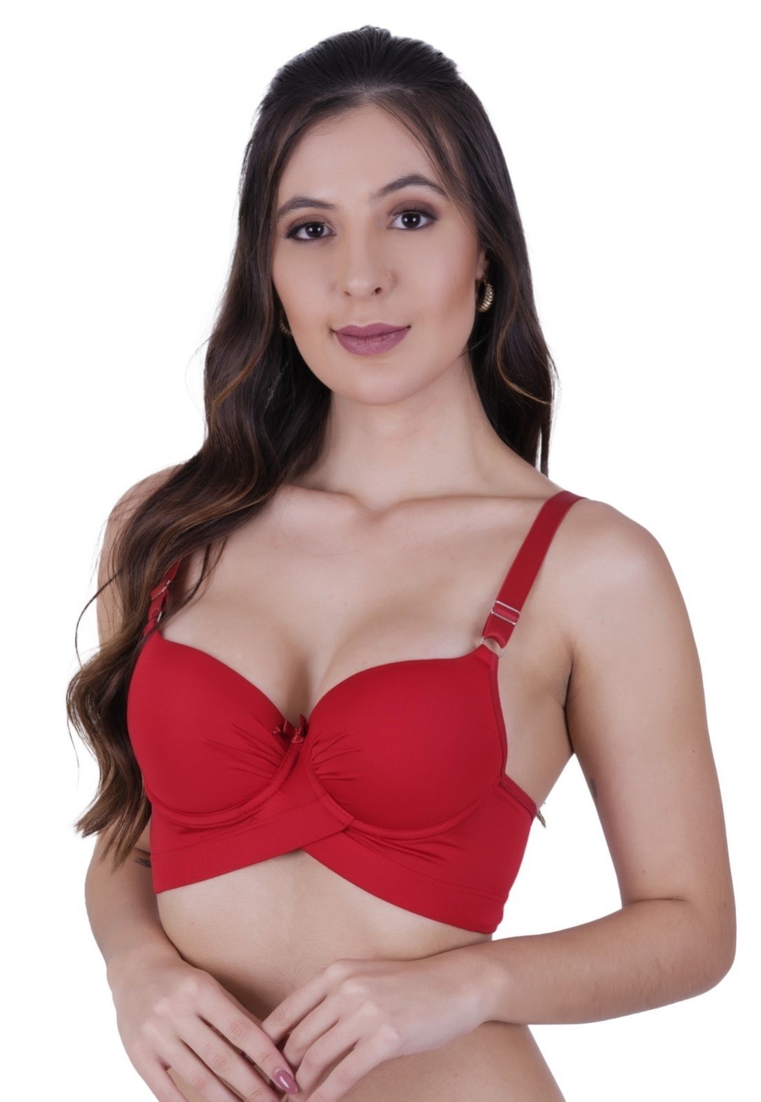 Sutiã Base Cruzada Alça Reforçada Bojão Feminino Terra e Mar Vermelho
