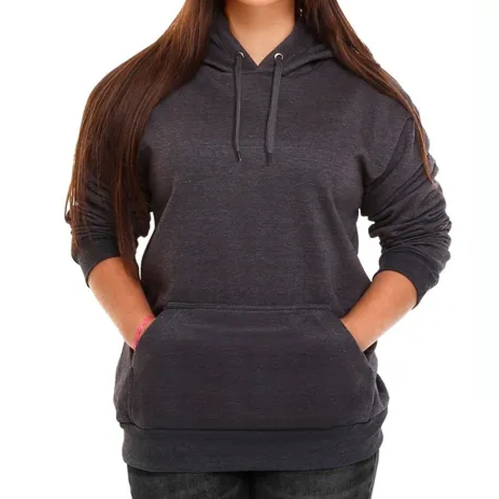 Moletom Flanelado Feminino Fechado Urbania Moleton Chumbo Blusa de Frio grafite cinza escuro