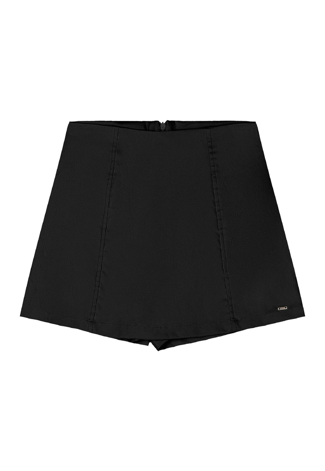 Infantil - Short-Saia Juvenil em Tecido Bengaline Gloss Preto