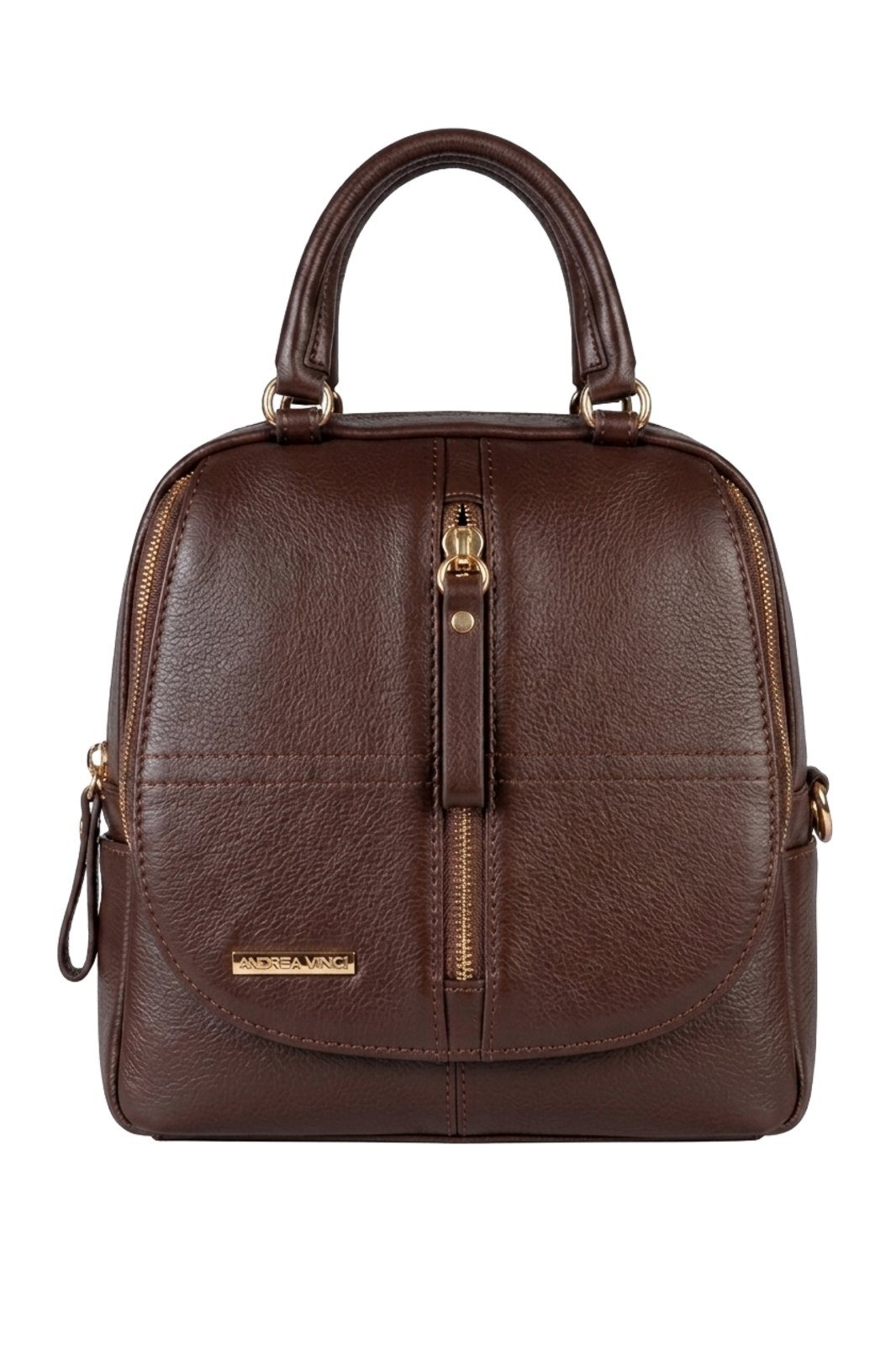 Bolsa Andrea Vinci mochila de couro liso 3 em 1 Marina – Café