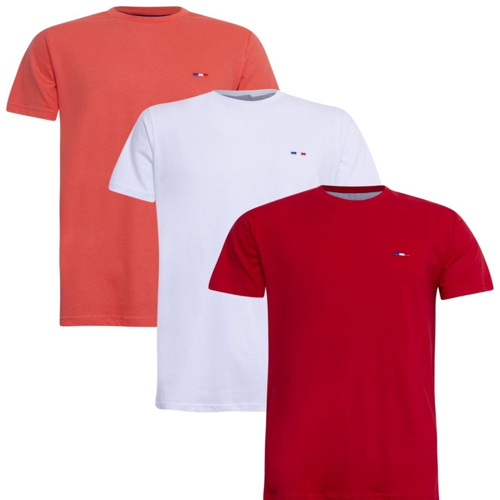 Kit 3 Peças Camisetas Básicas Masculina Industrie em Algodão Premium no Estilo Tommy Bordado França