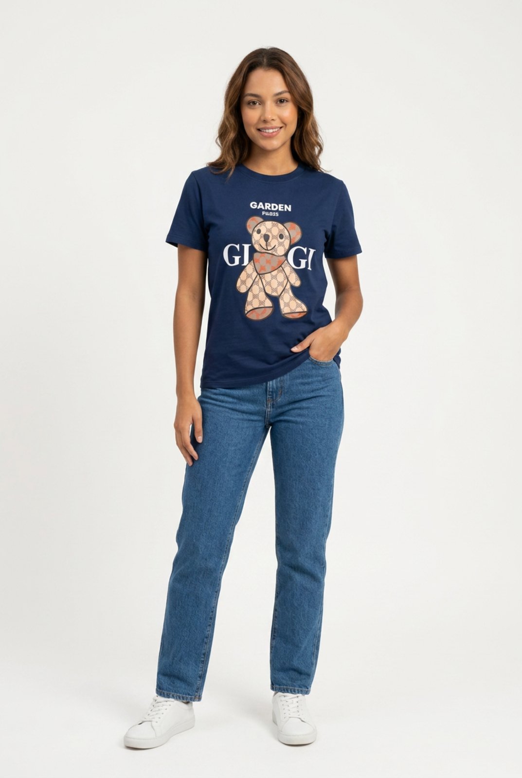 T-shirt Feminina D Bell Outlet Ursinho Azul