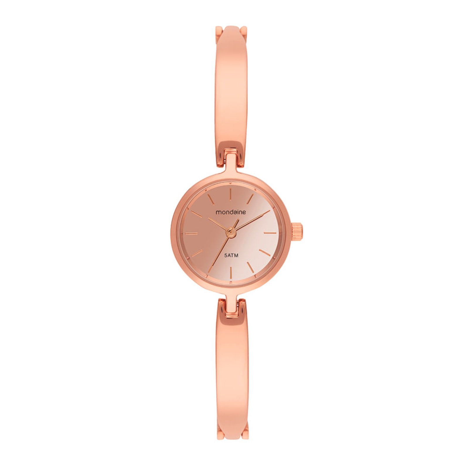 Relógio Feminino Bracelete Espelhado Rosé Mondaine