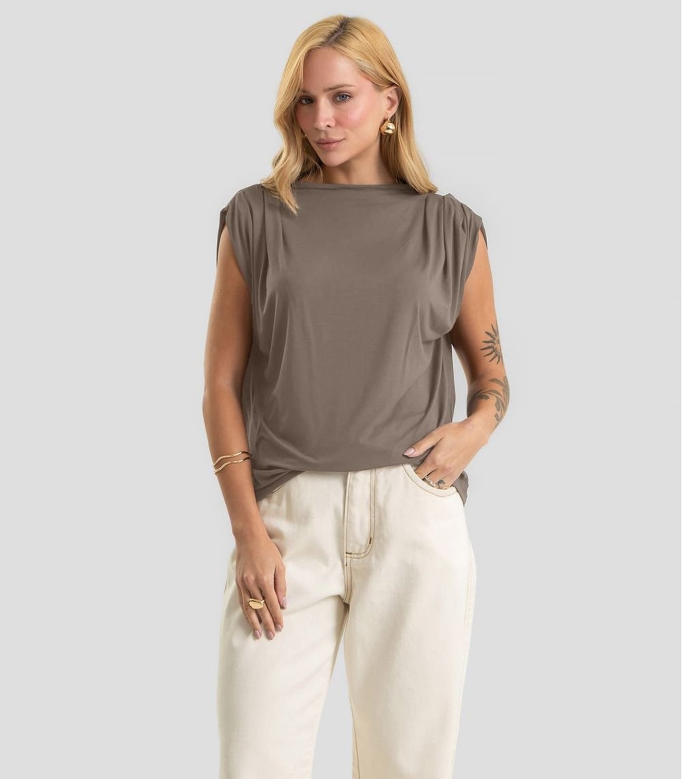 Blusa Feminina Gola Chaminé Visco Premiere Dianna Marrom